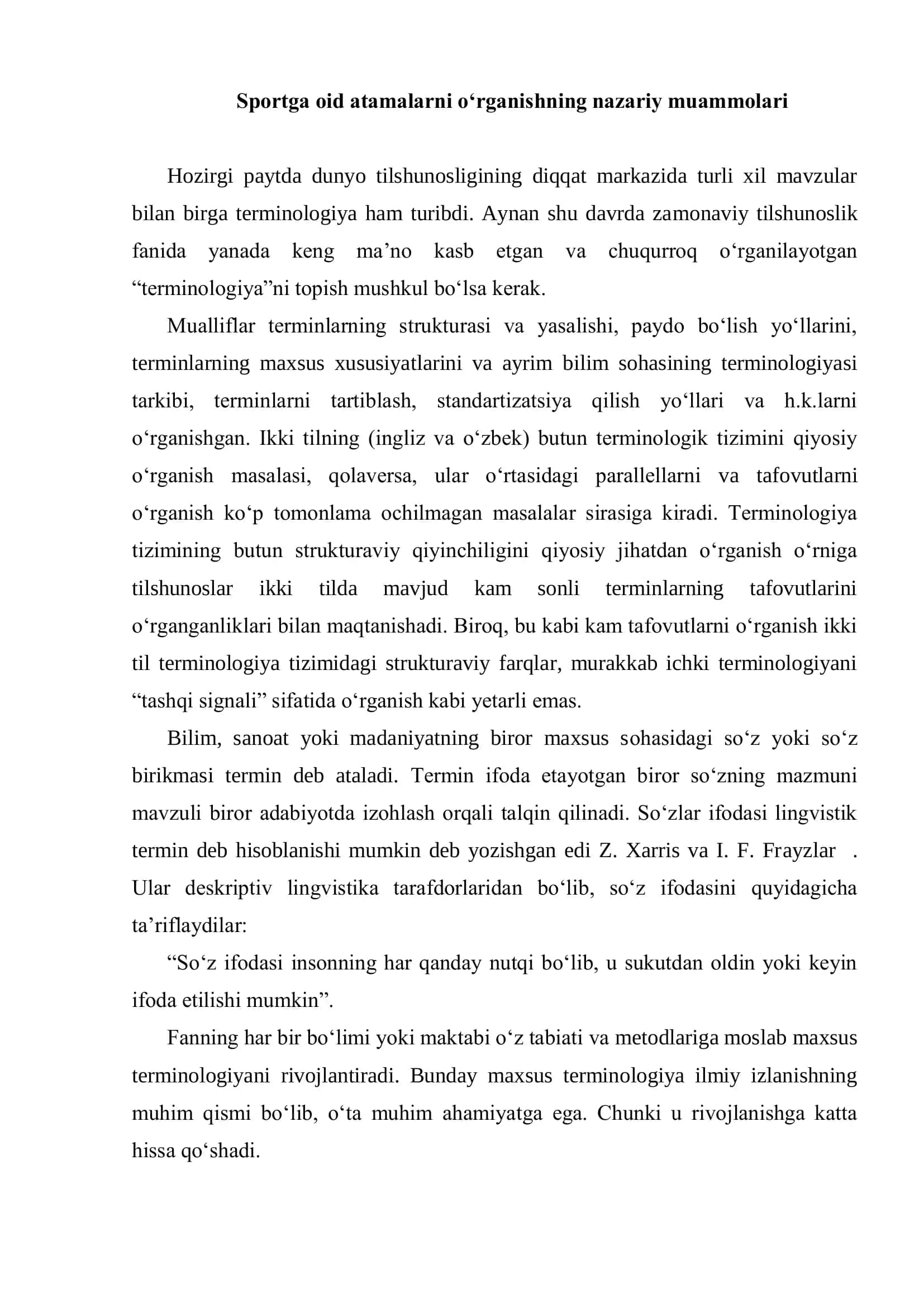 Sportga oid atamalarning o‘rganishning muammolari 2