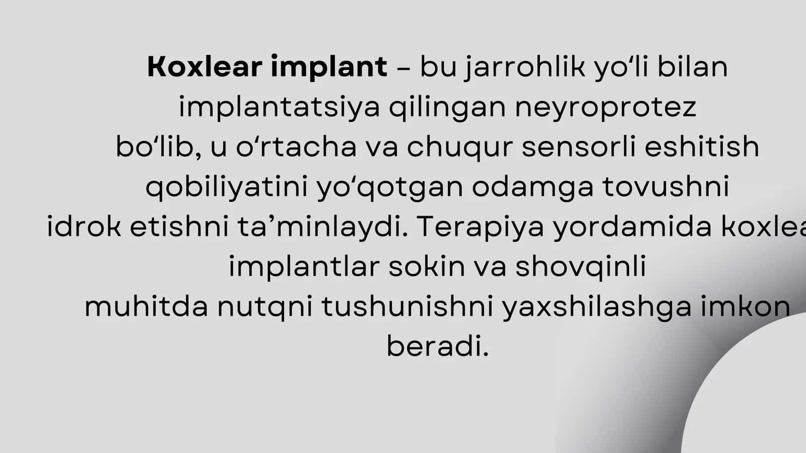 Logopedlar va MTT pedlari uchun Koxlear Implant mavzusi 2