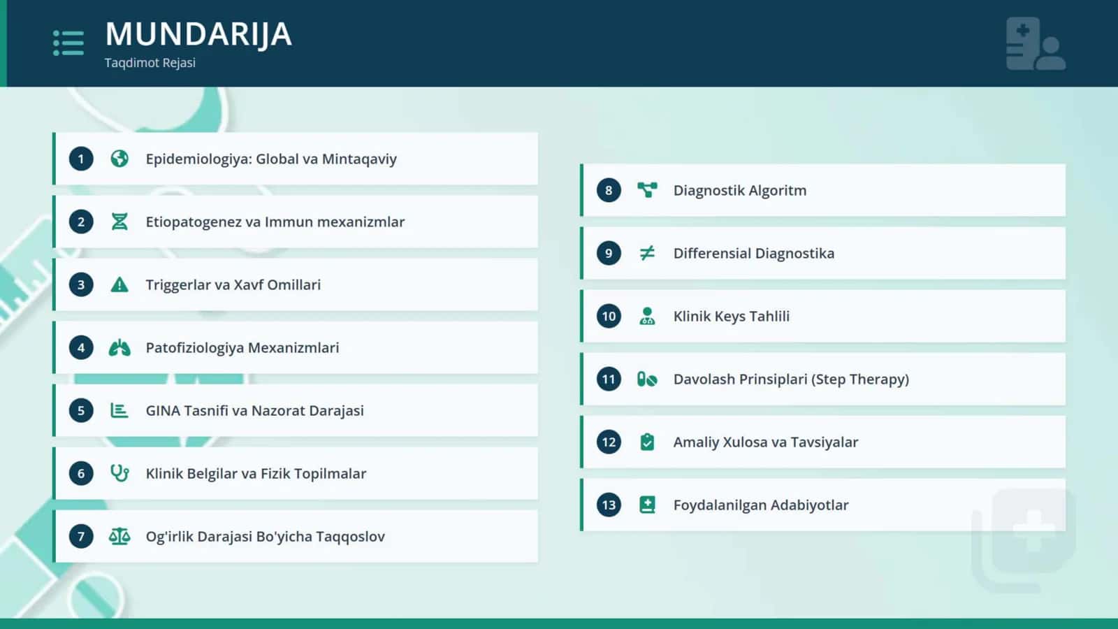 Bolalarda bronxial astma. Etiopatogenezi. Tasnifi. Klinik belgilari. 2