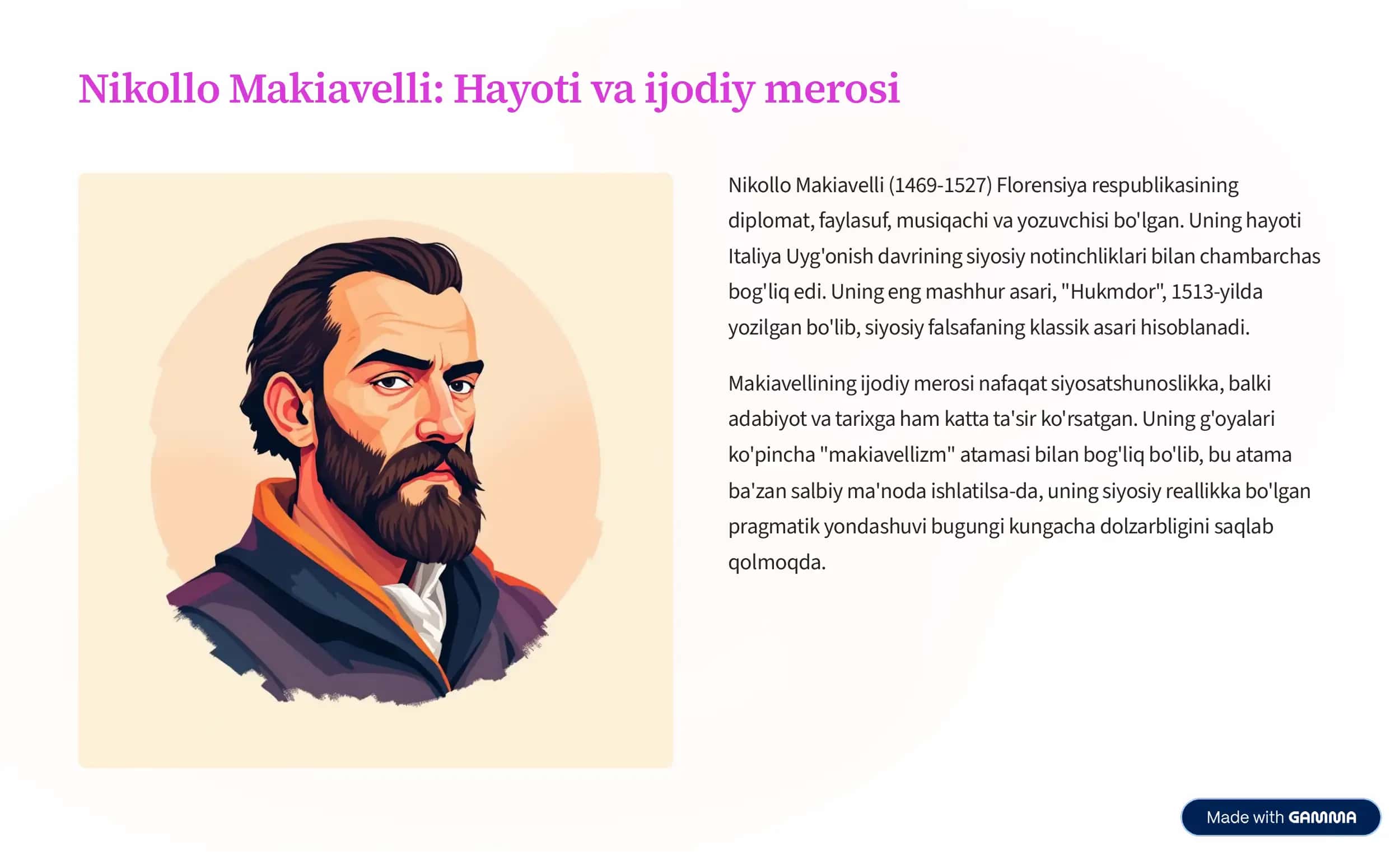 Makiavellining "Hukmdor" asari: Zamonaviy davr uchun saboqlar 2