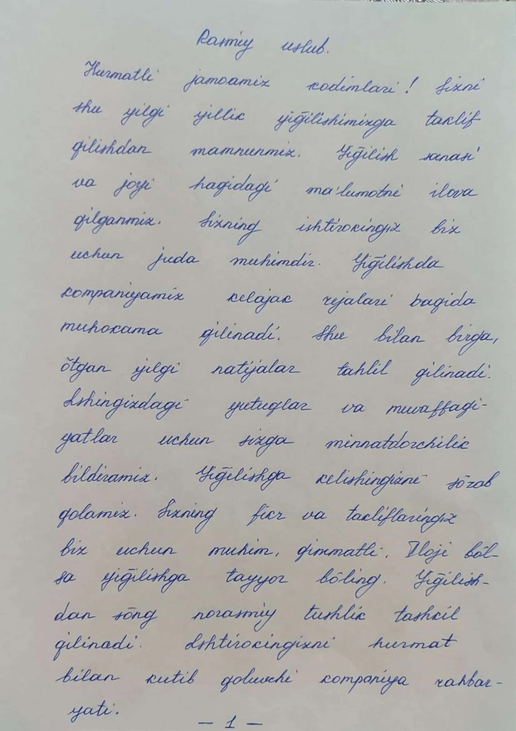Nutq uslublarining har bir turiga matnlar (qo'l yozma) 2