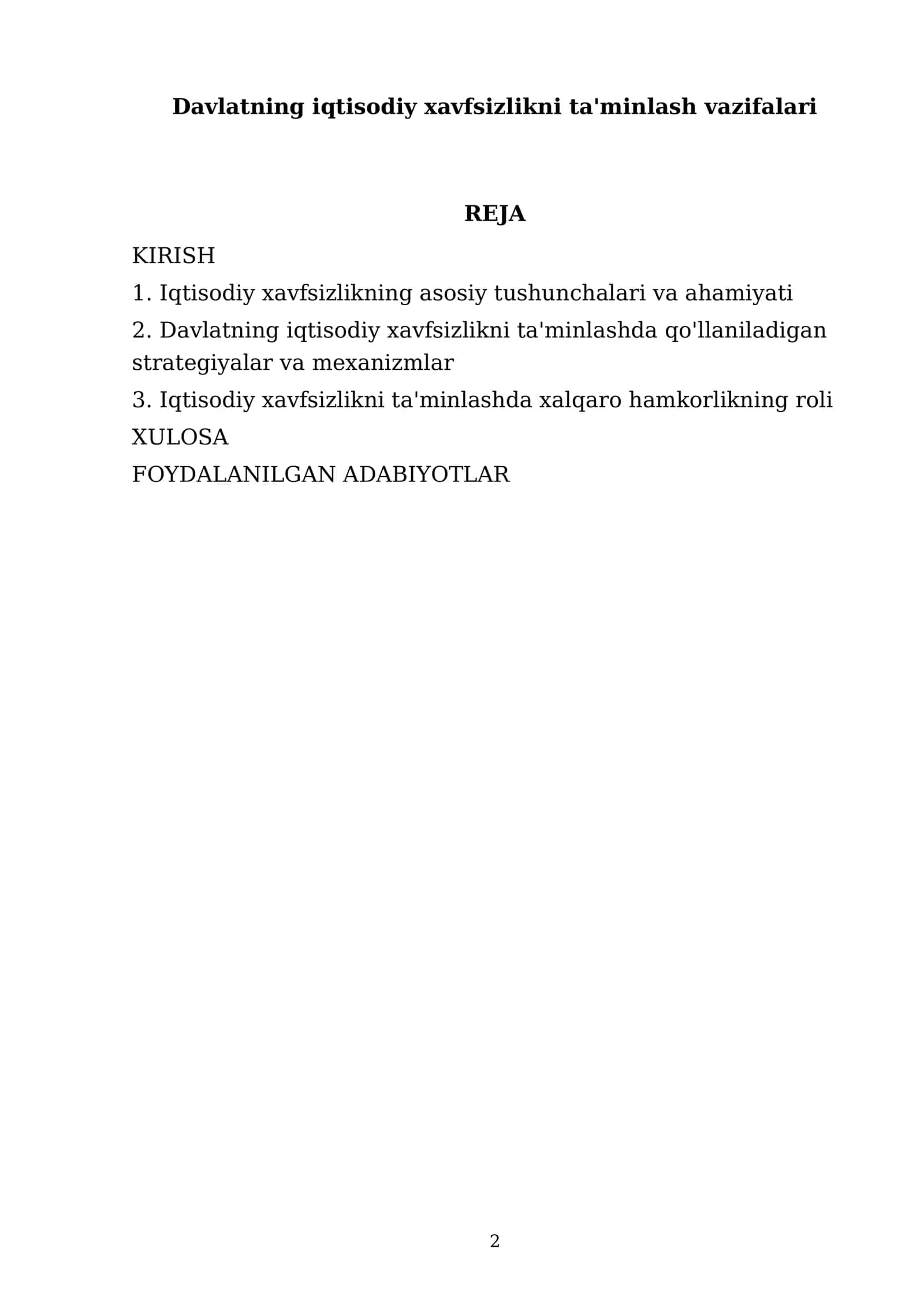 Iqtisodiy xavfsizlik vazifalari 2