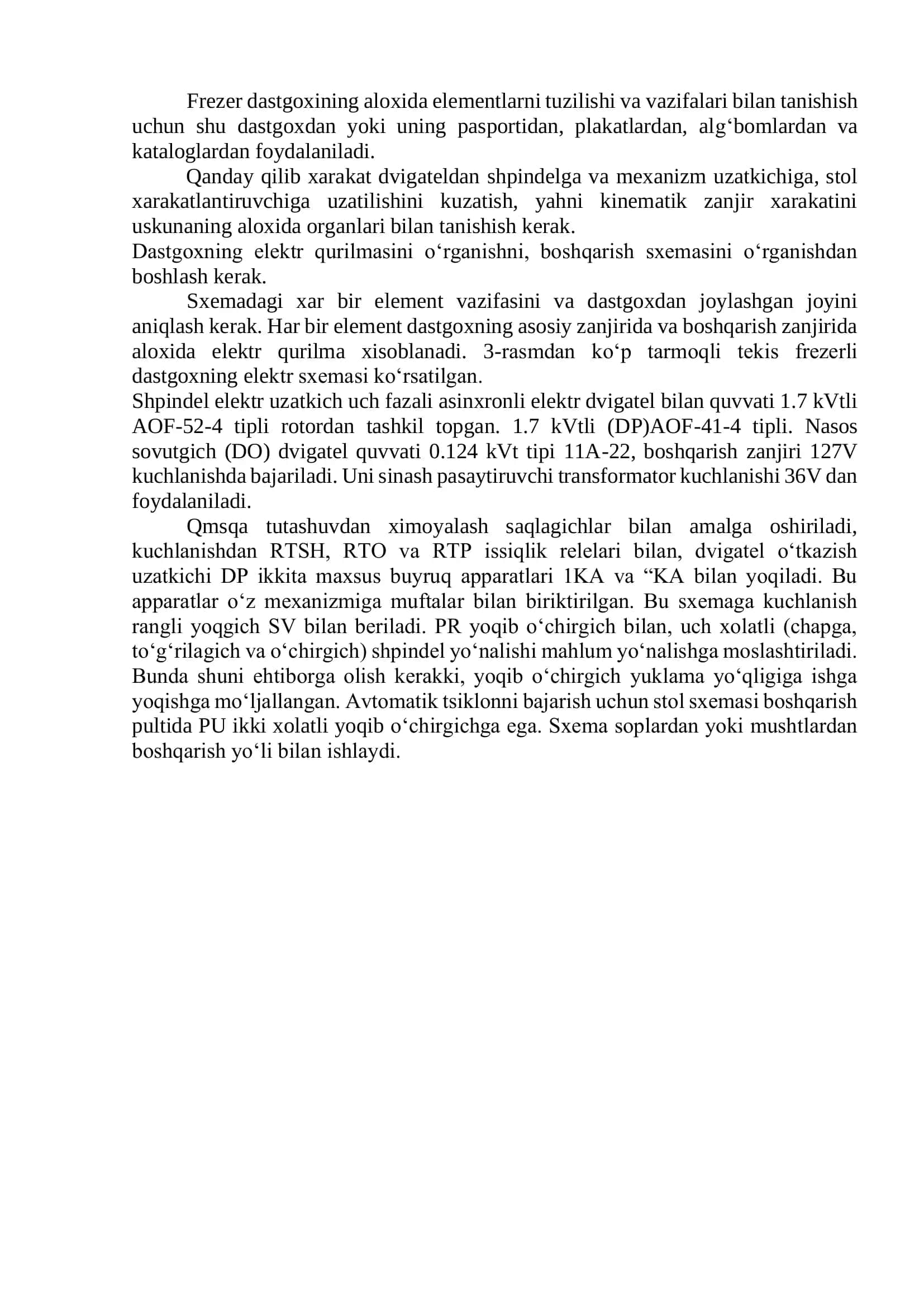 METAL YONUVCHI TURLI TOIFADAGI STANOK ELEKTR YURITMALARINI TADQIQOTLASH 2