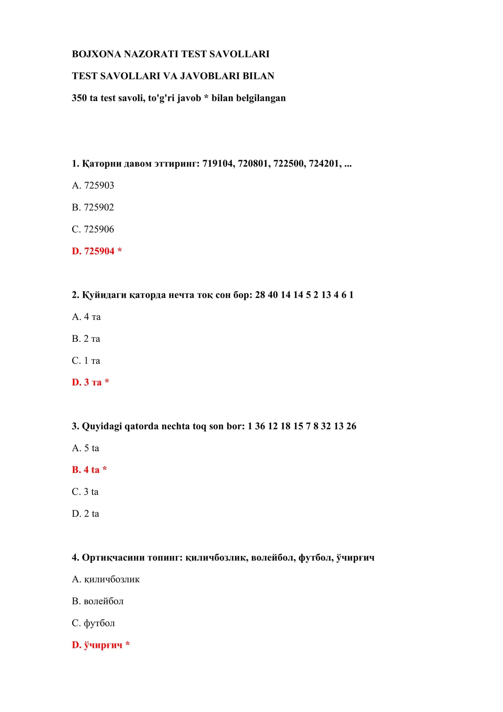 BOJXONA NAZORATI TEST SAVOLLARI 2