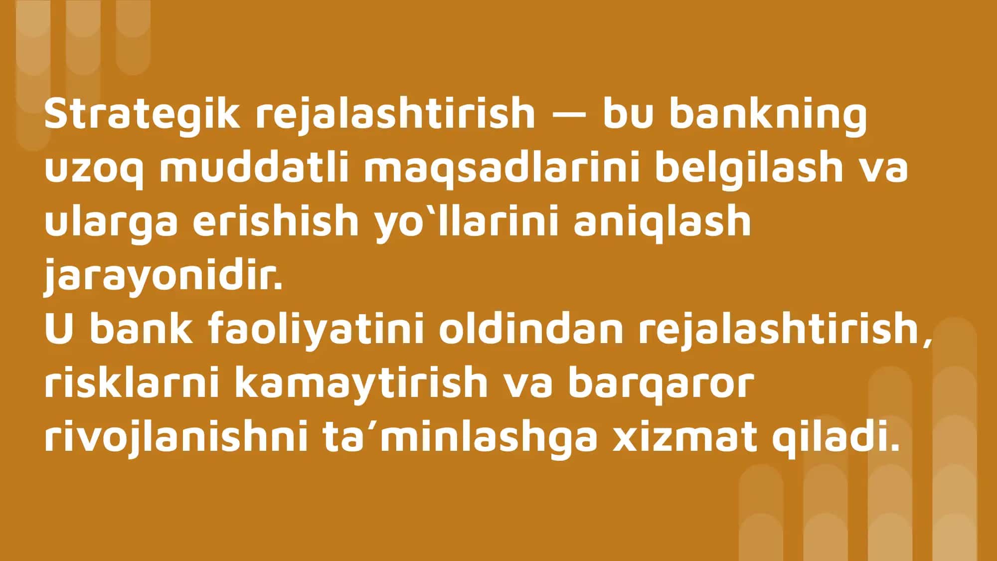 Banklar faoliyatini strategik rejalashtirish 2