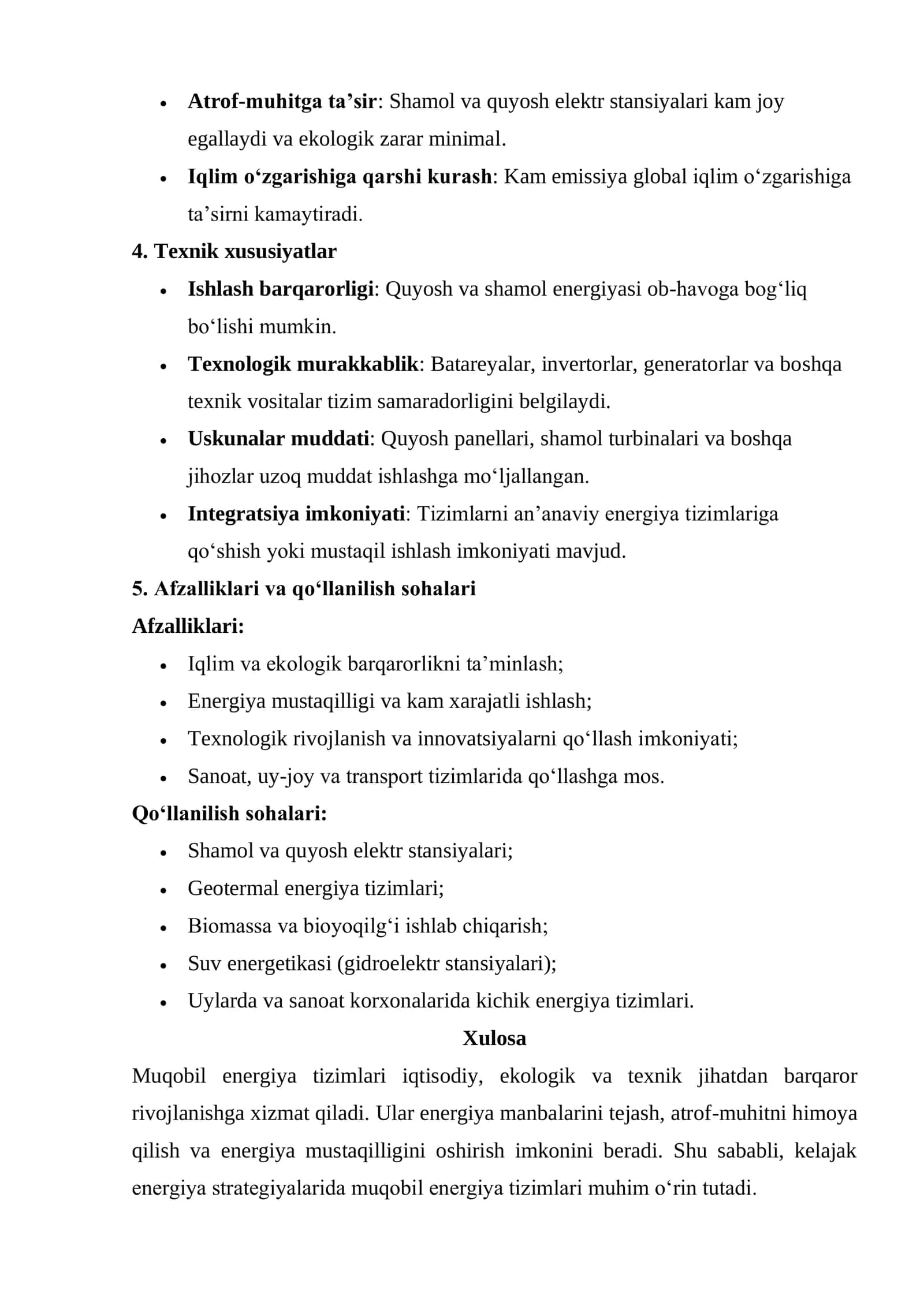Muqobil Energiya Tizimlari 2