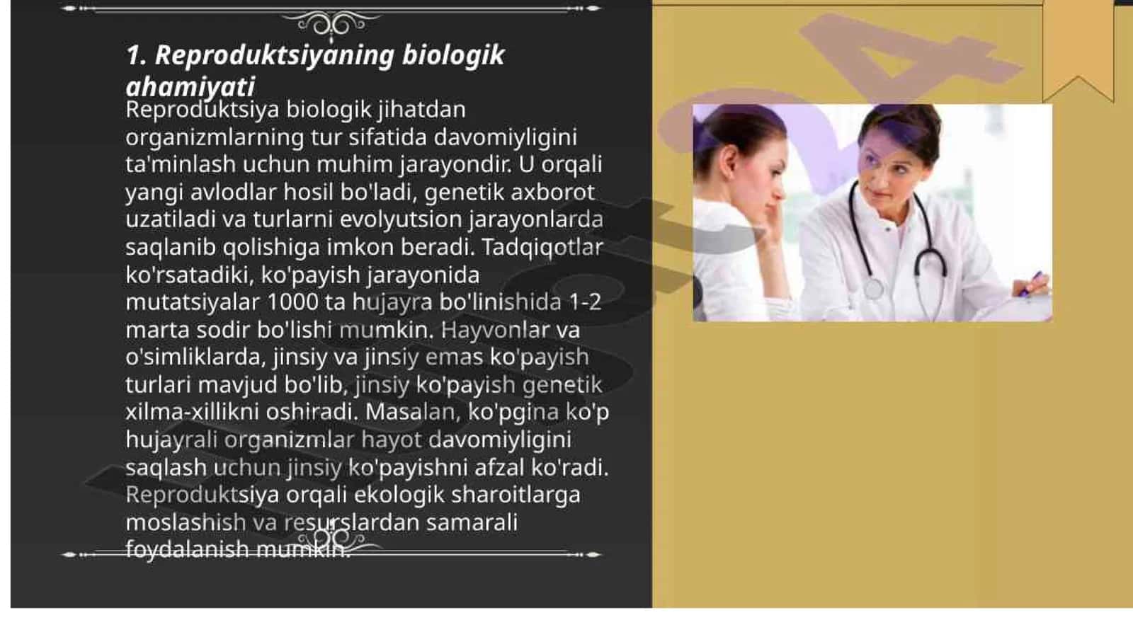 Reproduktsiyaning ahamiyati 2