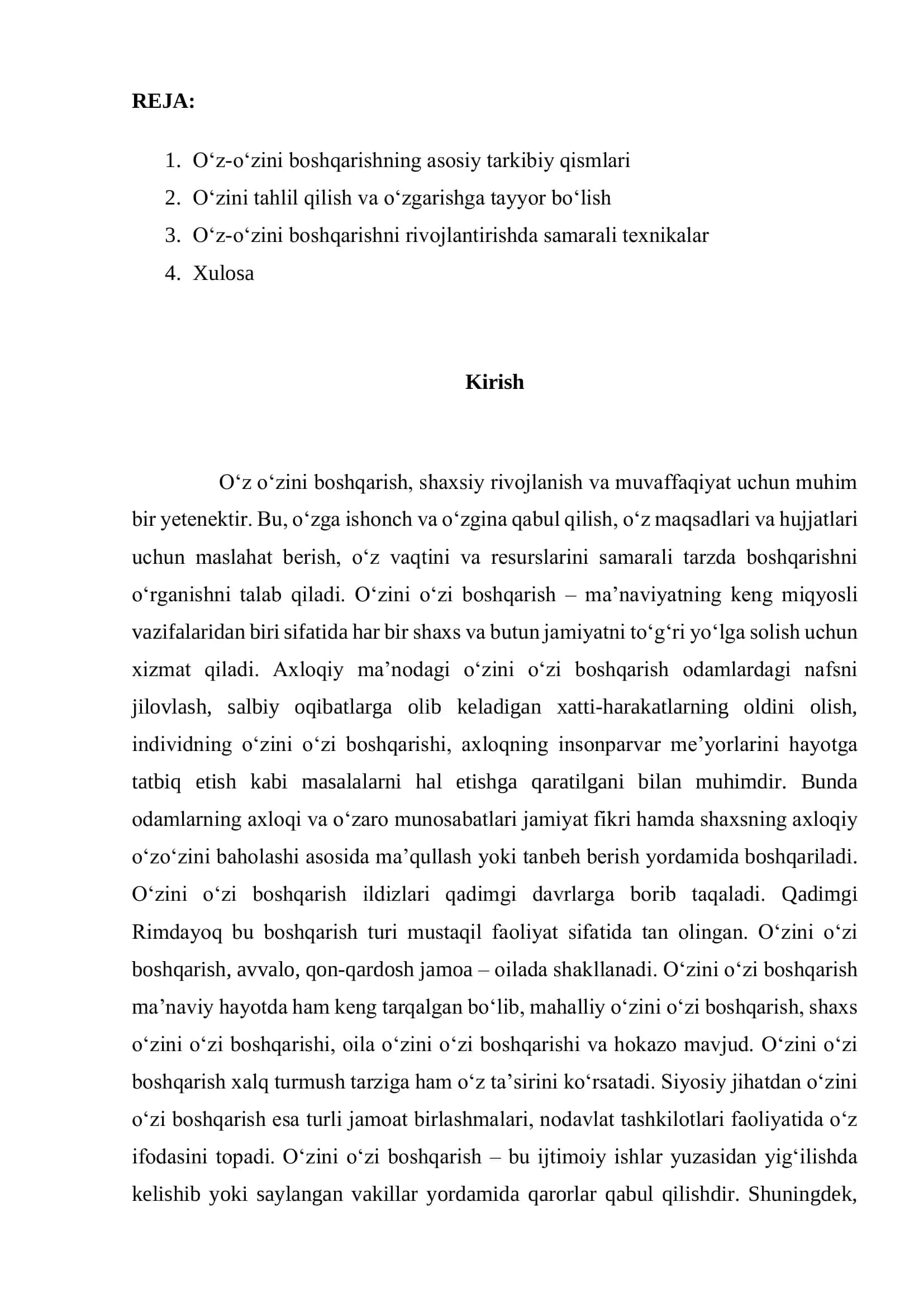 O'z-o'zini boshqarish ko'nikmasini shakllantirish yo'llari 2
