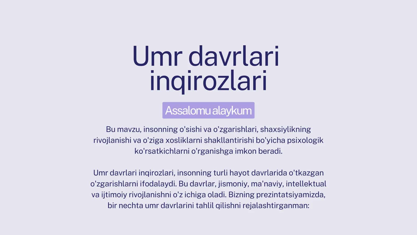 Ijtimoiy Psixologiya Umr davrlari inqirozlari 2