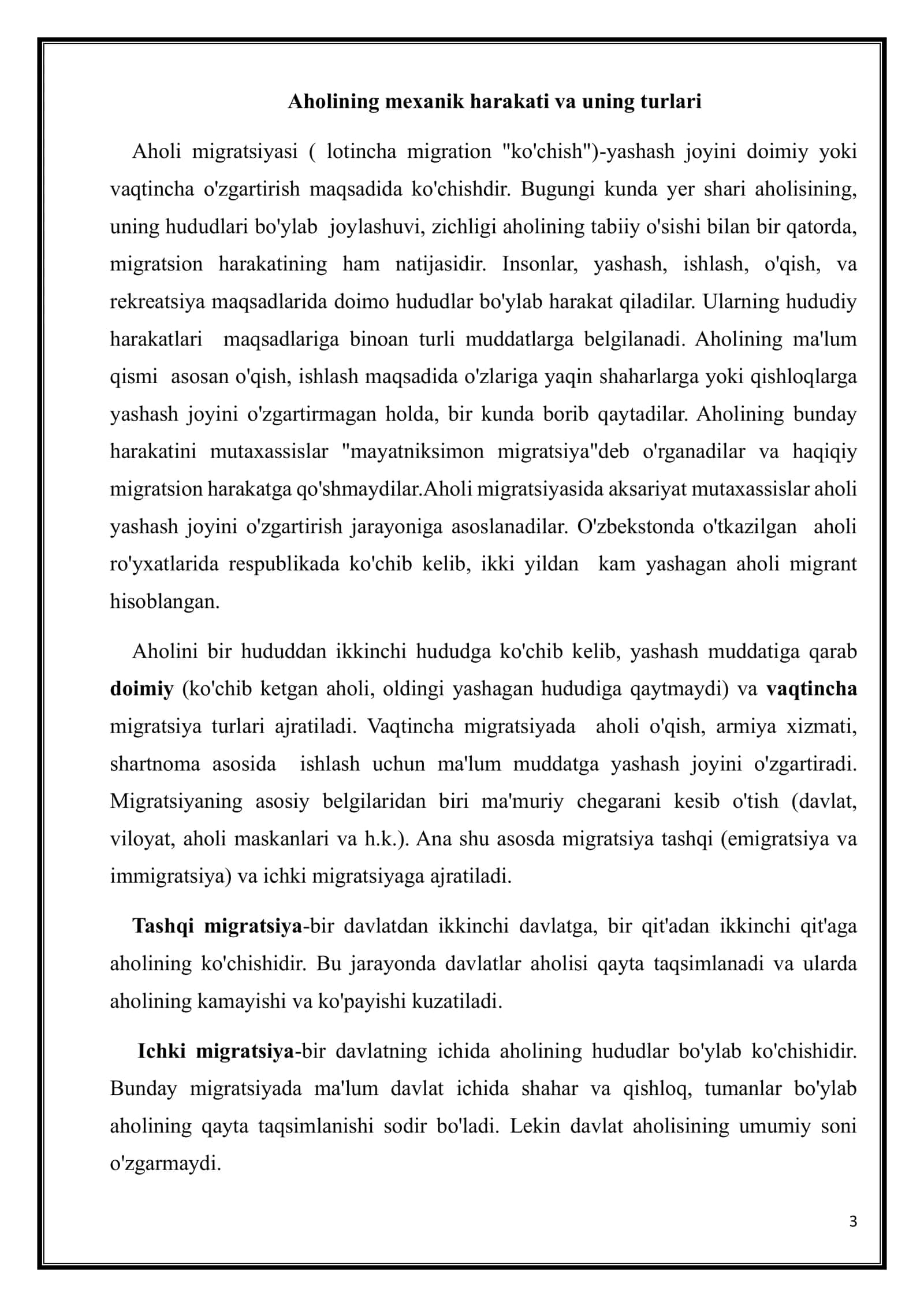 Aholi mehanik harakatini miqdoriy va sifatiy baholash 2