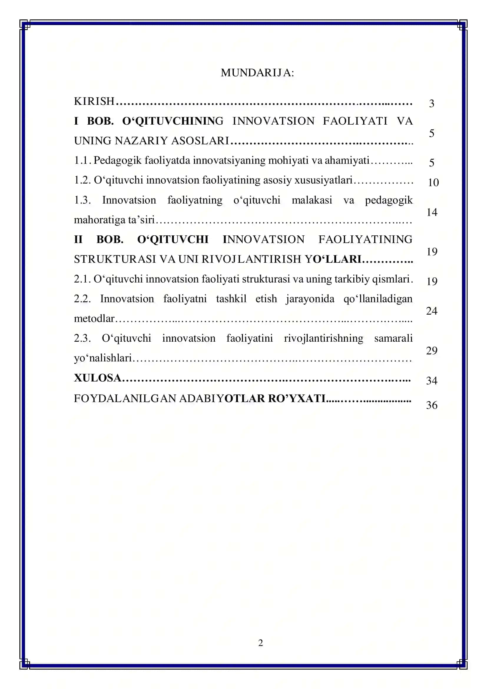 "O'qituvchi innovatsion faoliyatining strukturasi" 2
