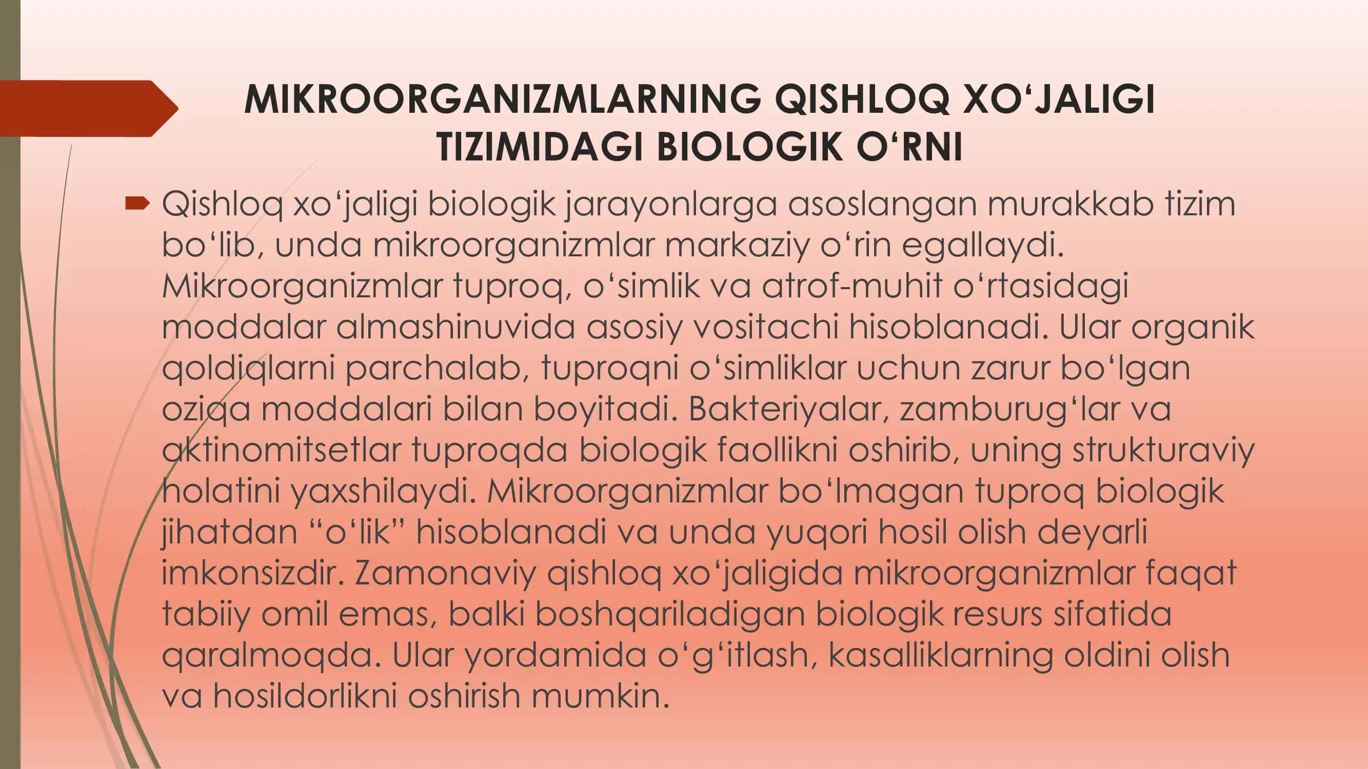 Mikroorganizmlarning qishloq xo'jaligida, o'simliklarni himoya qilishda qo'llanilishi 2