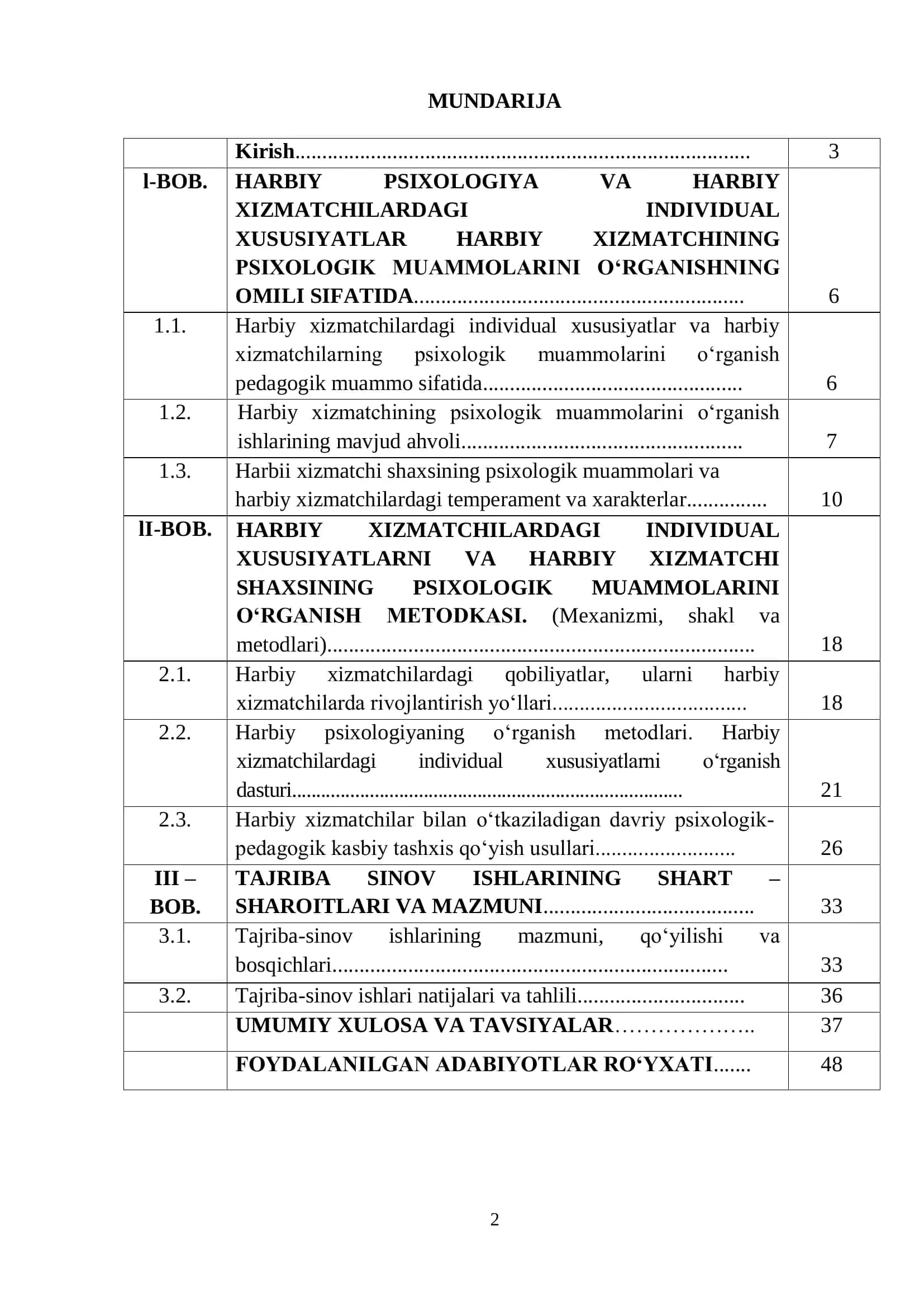 "HARBIY XIZMATCHI SHAXSINING PSIXOLOGIK MUAMMOLARINI O‘RGANISH METODIKASI" 2