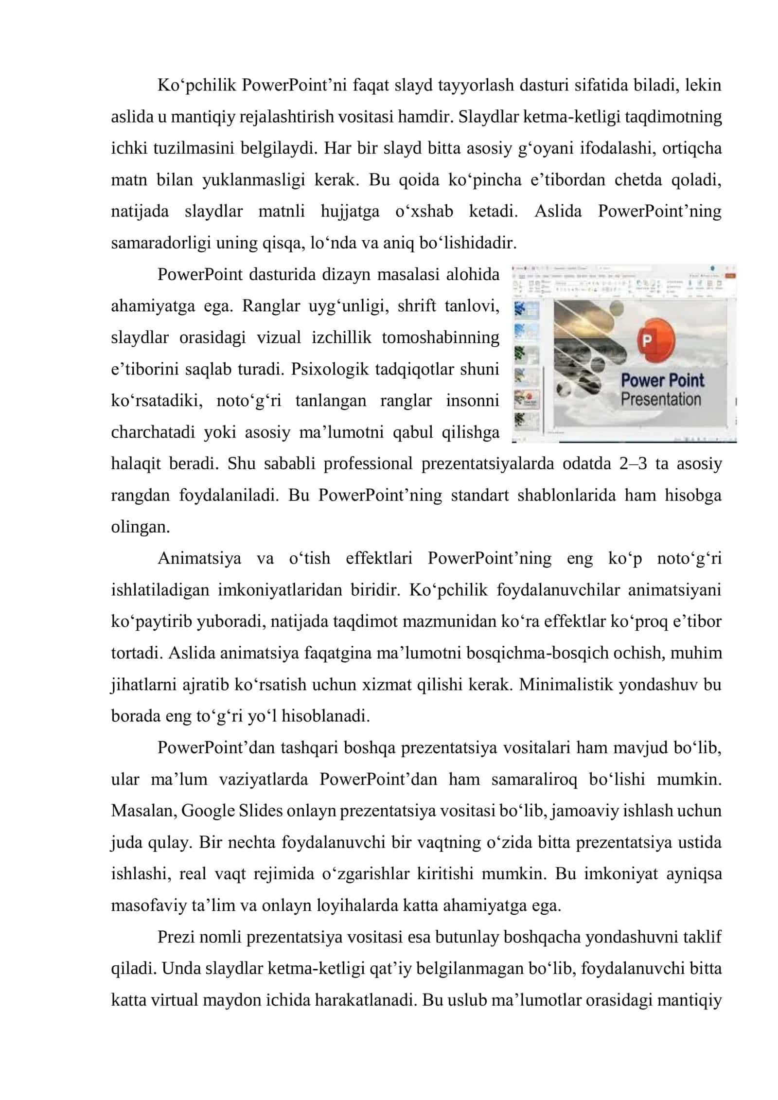 PowerPoint va boshqa prezentatsiya vositalari 2