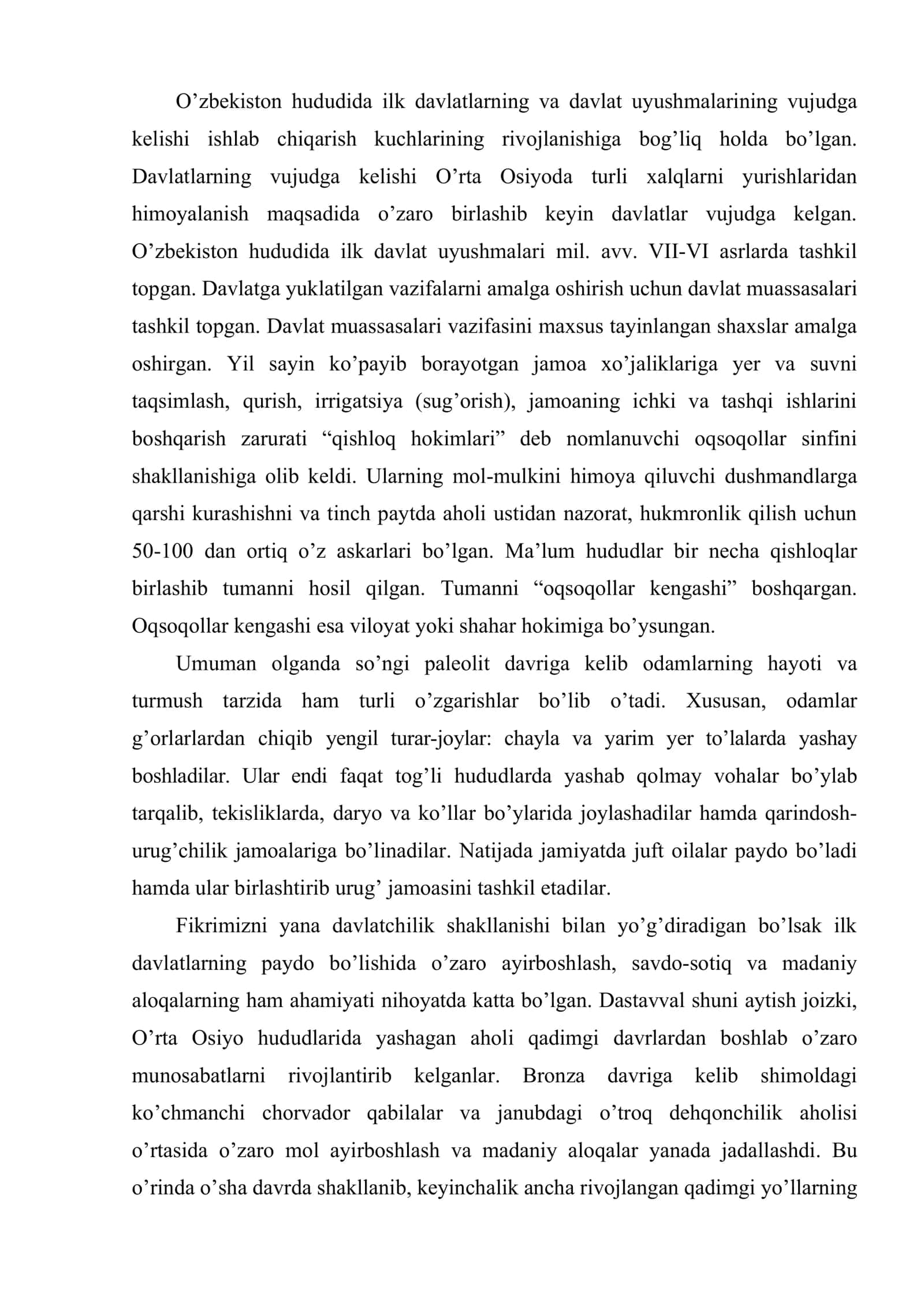 O’zbekiston hududida qadimgi davlatlar va muassasalarining vujudga kelishi 2