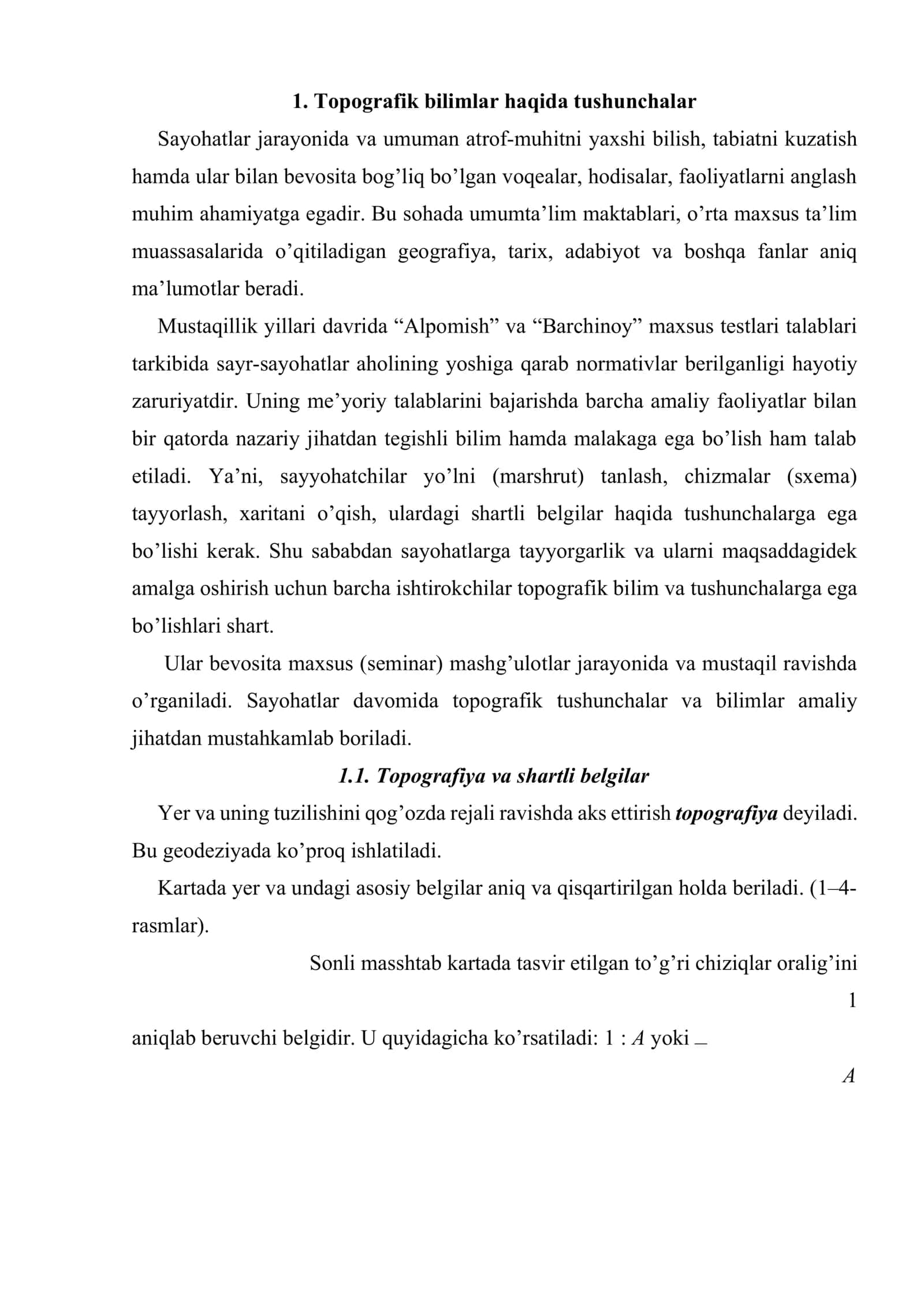Topografik tushunchalar va turistik texnika bo’yicha musobaqalar o’tkazish 2