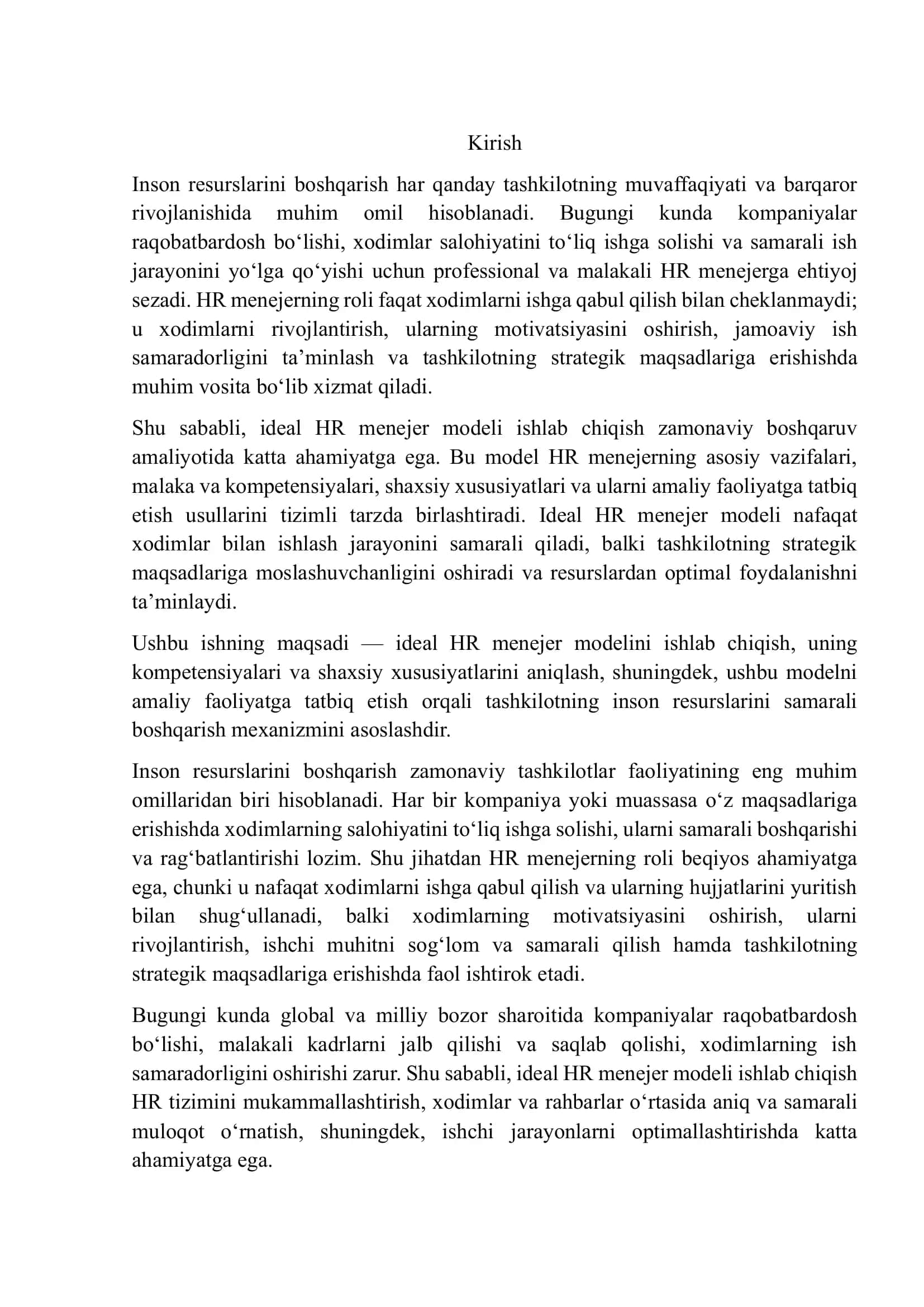 Ideal HR menejer modeli 2