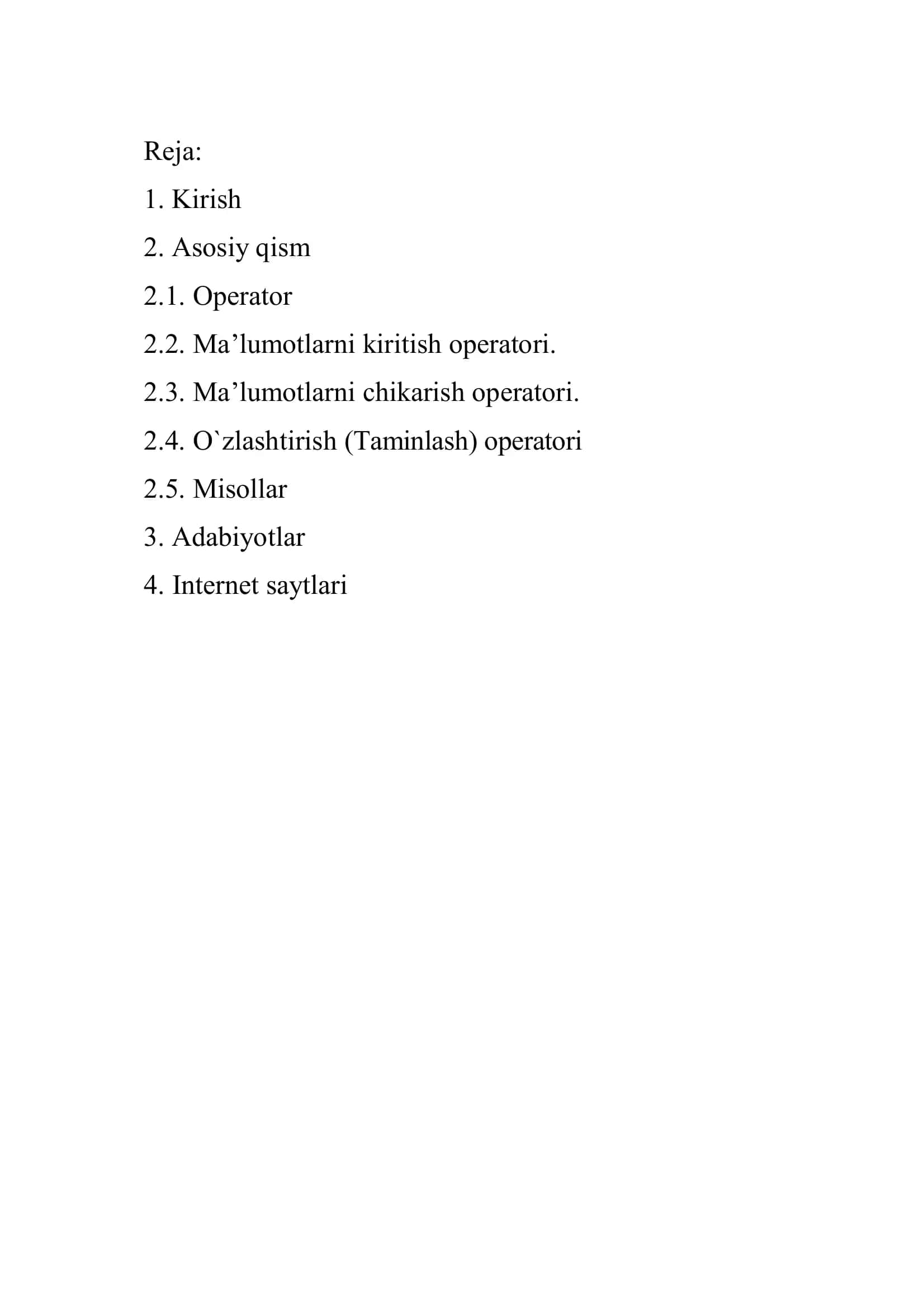Chiziqiy algoritmni dasturlash 2