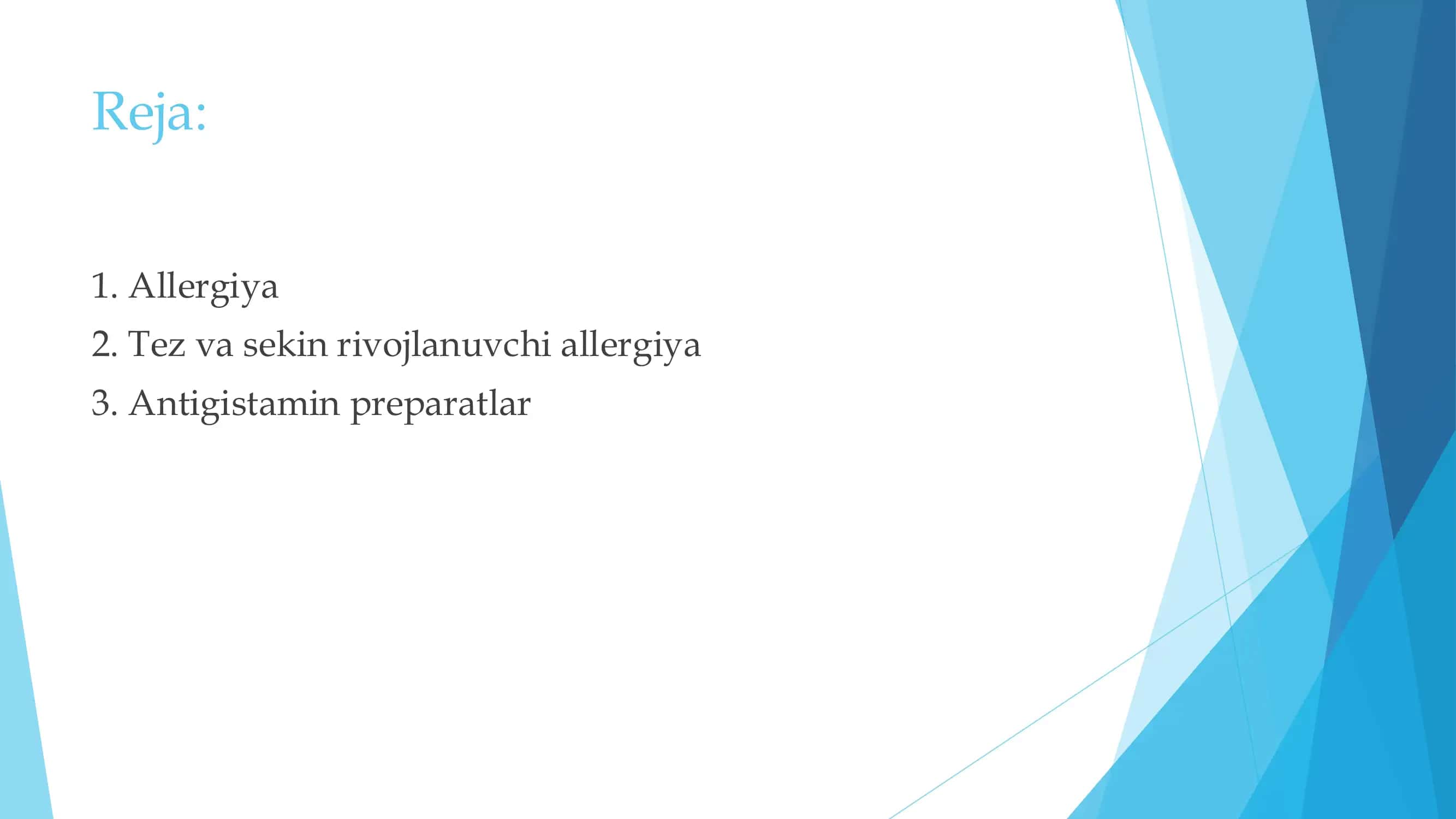 Allergiyaga qarshi vositalar va ta’sir mexanizmi 2