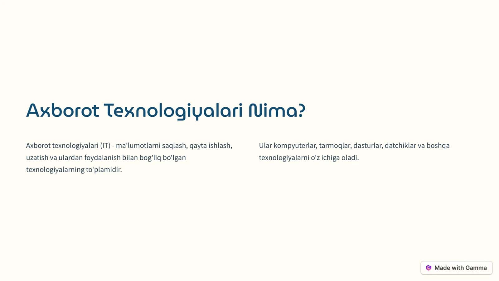 Axborot Texnologiyalari 2