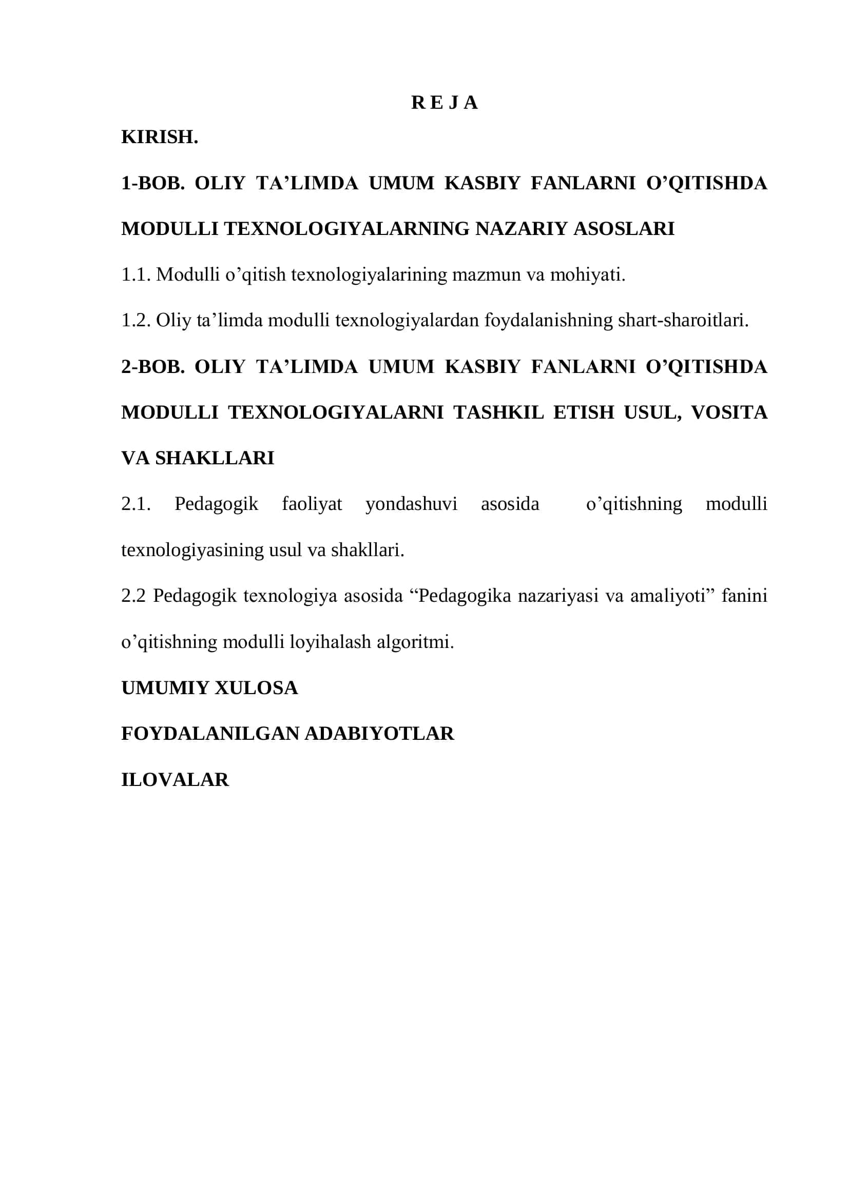 OLIY TA'LIMDA UMUM KASBIY FANLARNI O’QITISHDA MODULLI TEXNOLOGIYALARDAN FOYDALANISH 2