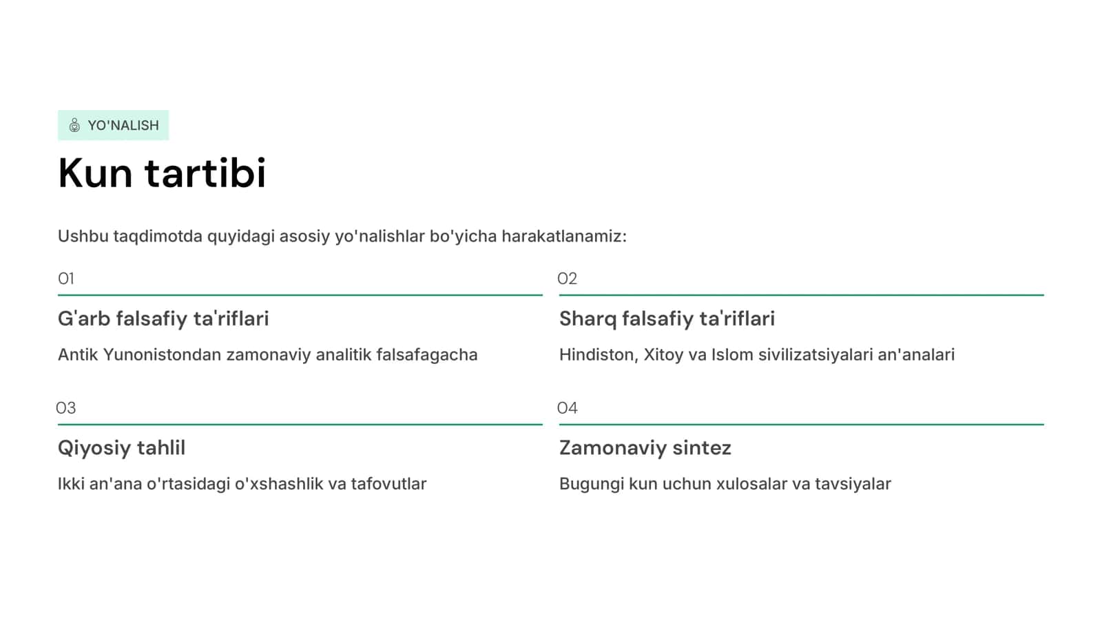Falsafaning mohiyatiga oid Sharq va G'arb mutafakkirlari ta'riflarini tasniflash 2