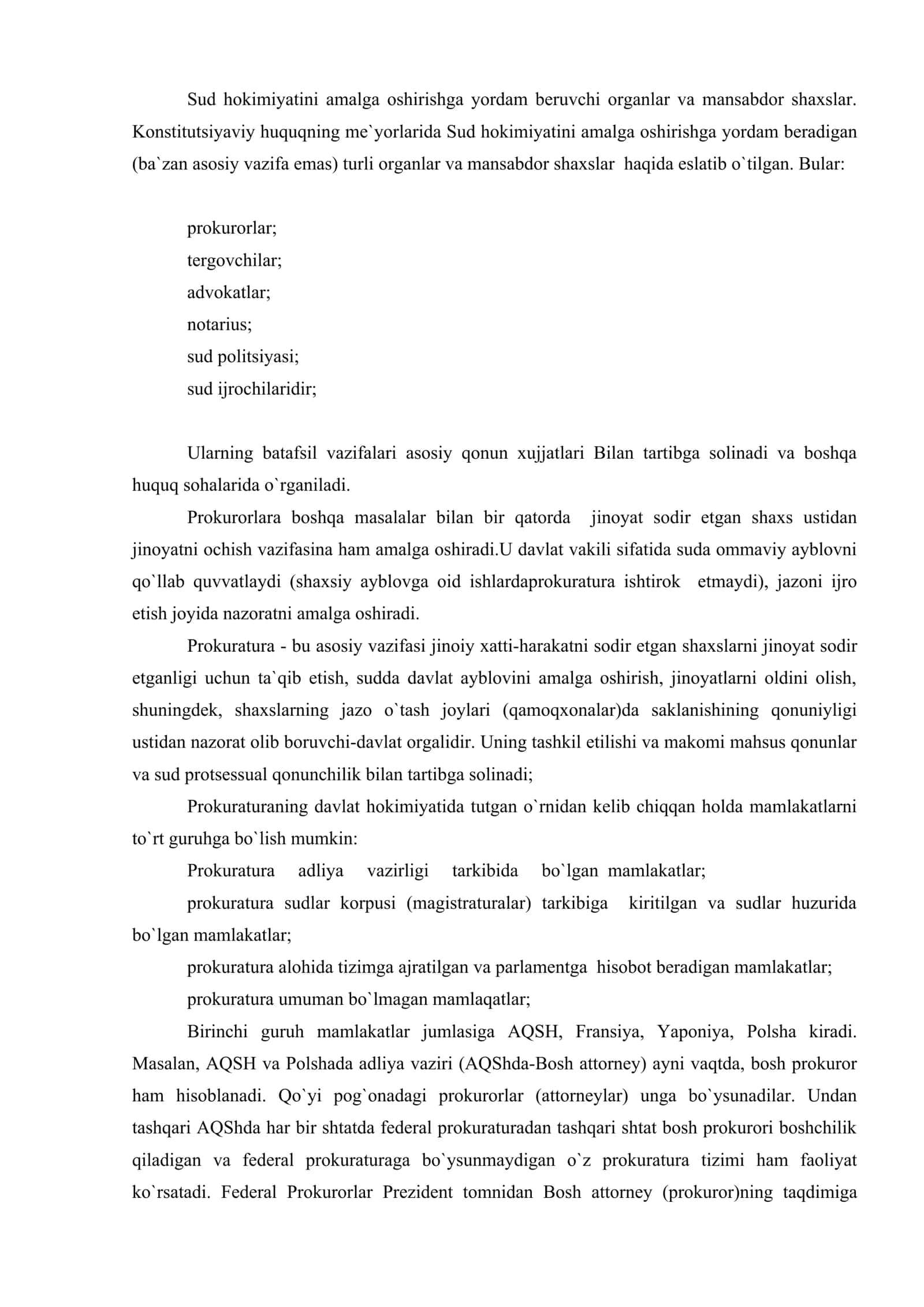 Sud hokimiyatiga ko`mak beruvchi organlar va muassasalar 2