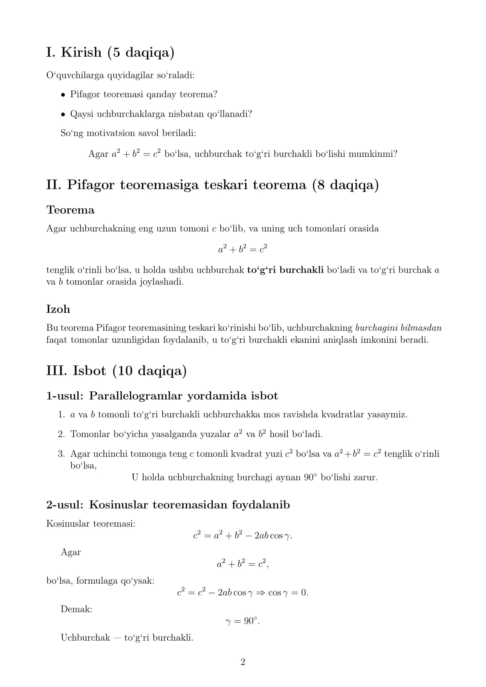 Pifagor teoremasiga teskari teorema ( Dars ishlanmasi ) 2