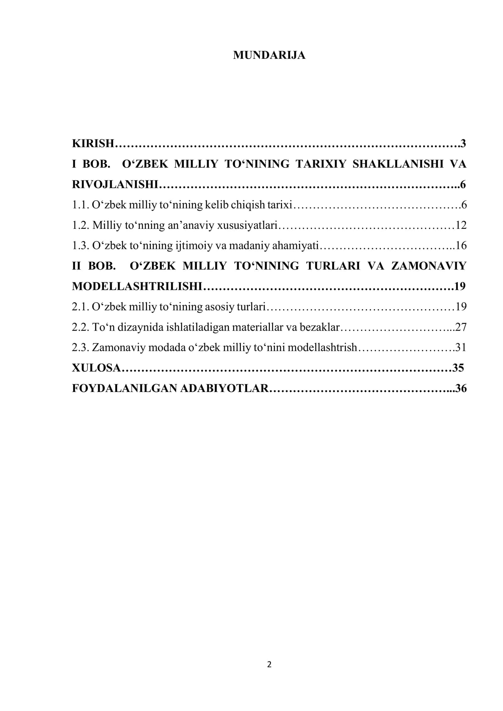 O'zbek milliy to'nlarining tarixi, turlari modellashtrish 2