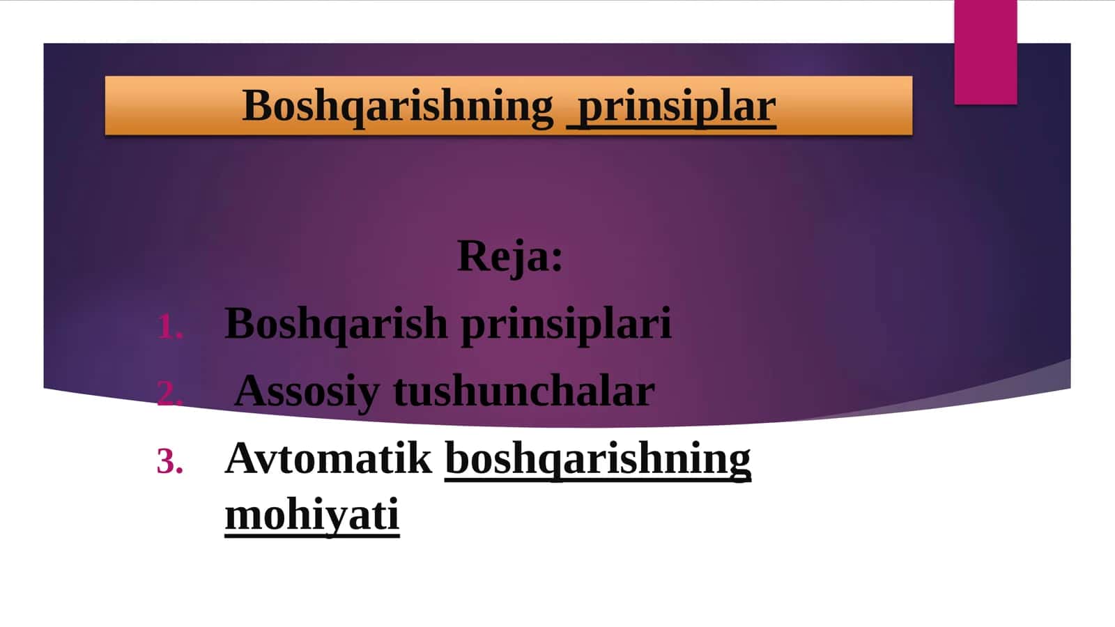 Boshqarishning prinsiplar va AVTOMATIK ROSTLASH SESTEMALARI 2
