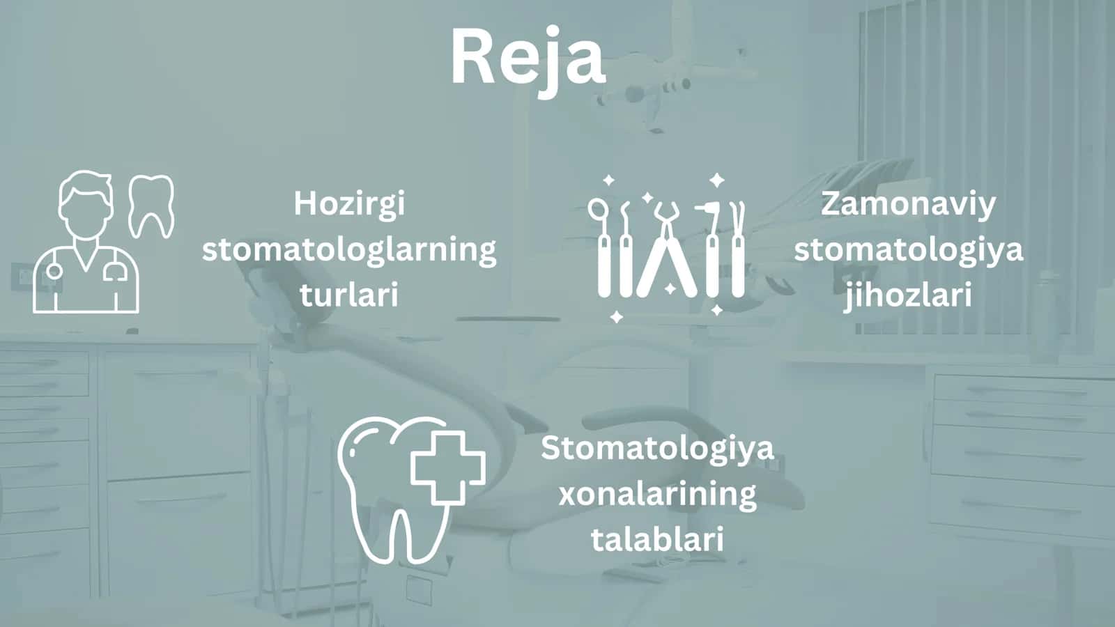 "Zamonaviy stomatologiya xonalarining jihozlanishi" prezinatatsiya 2