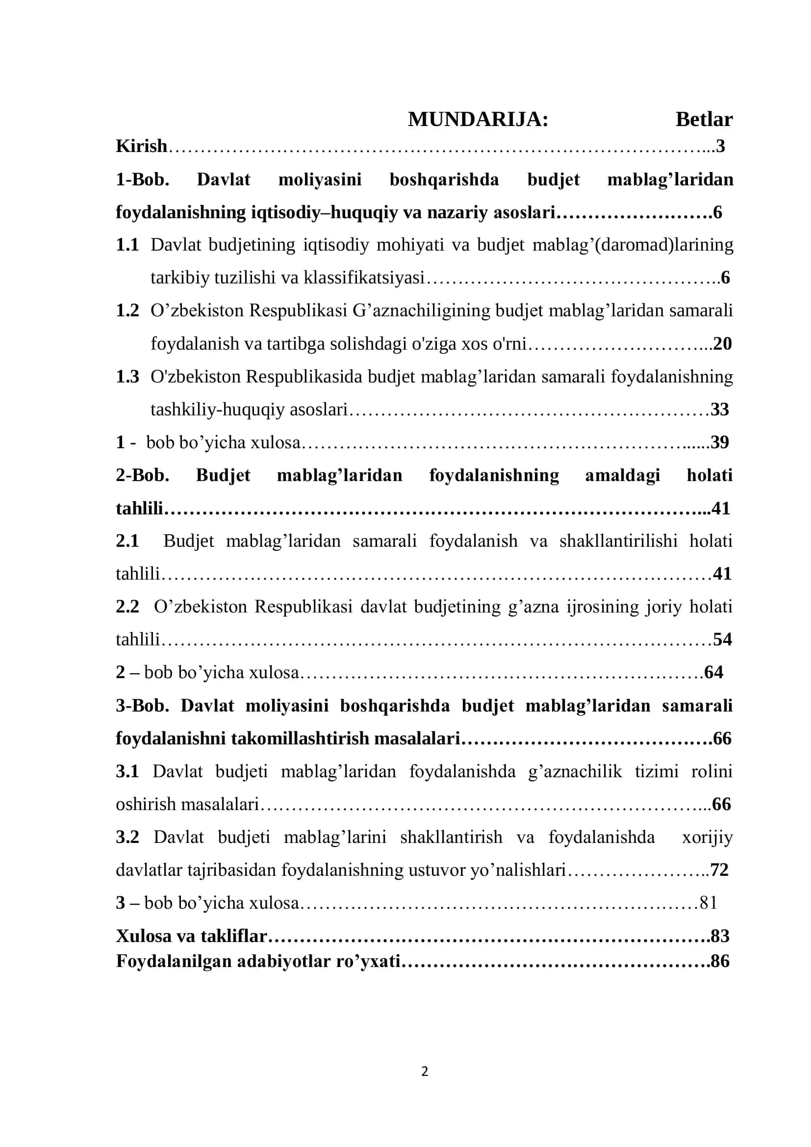 Davlat moliyasini boshqarishda budjet mablag’laridan foydalanishning iqtisodiy va nazariy asoslari 2