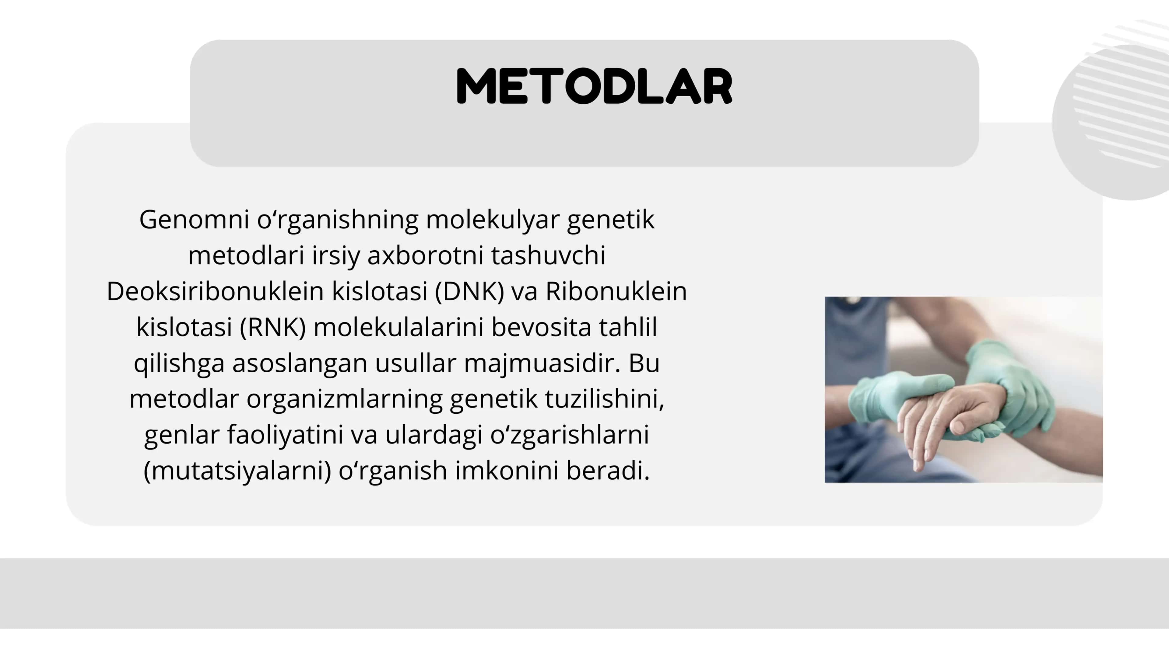Genomni Oʻrganishning Molekulyar Genetik Metodlari 2