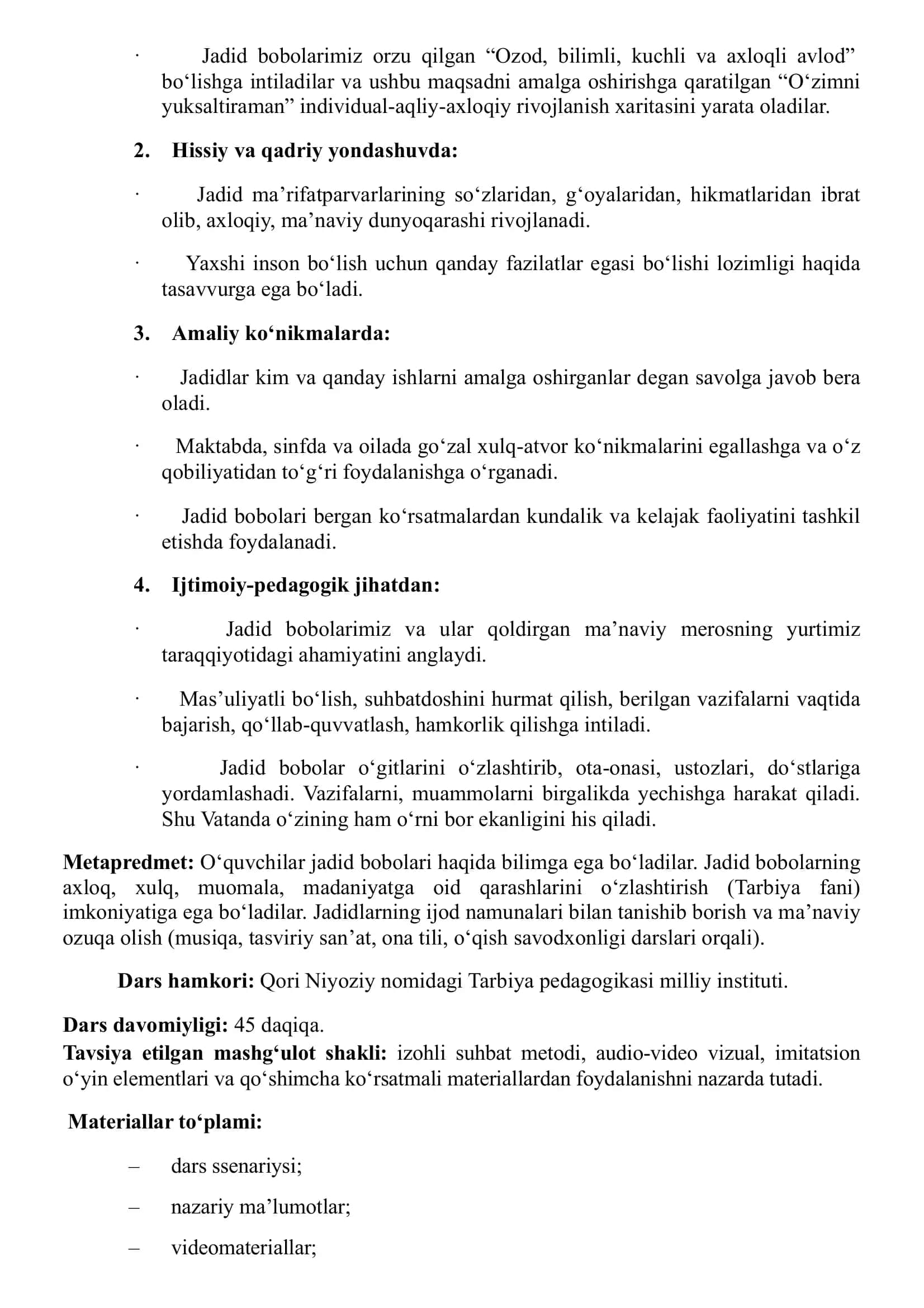 “Kelajak soati” darsining 1-4-sinflar uchun mashg‘ulot ssenariysi 2