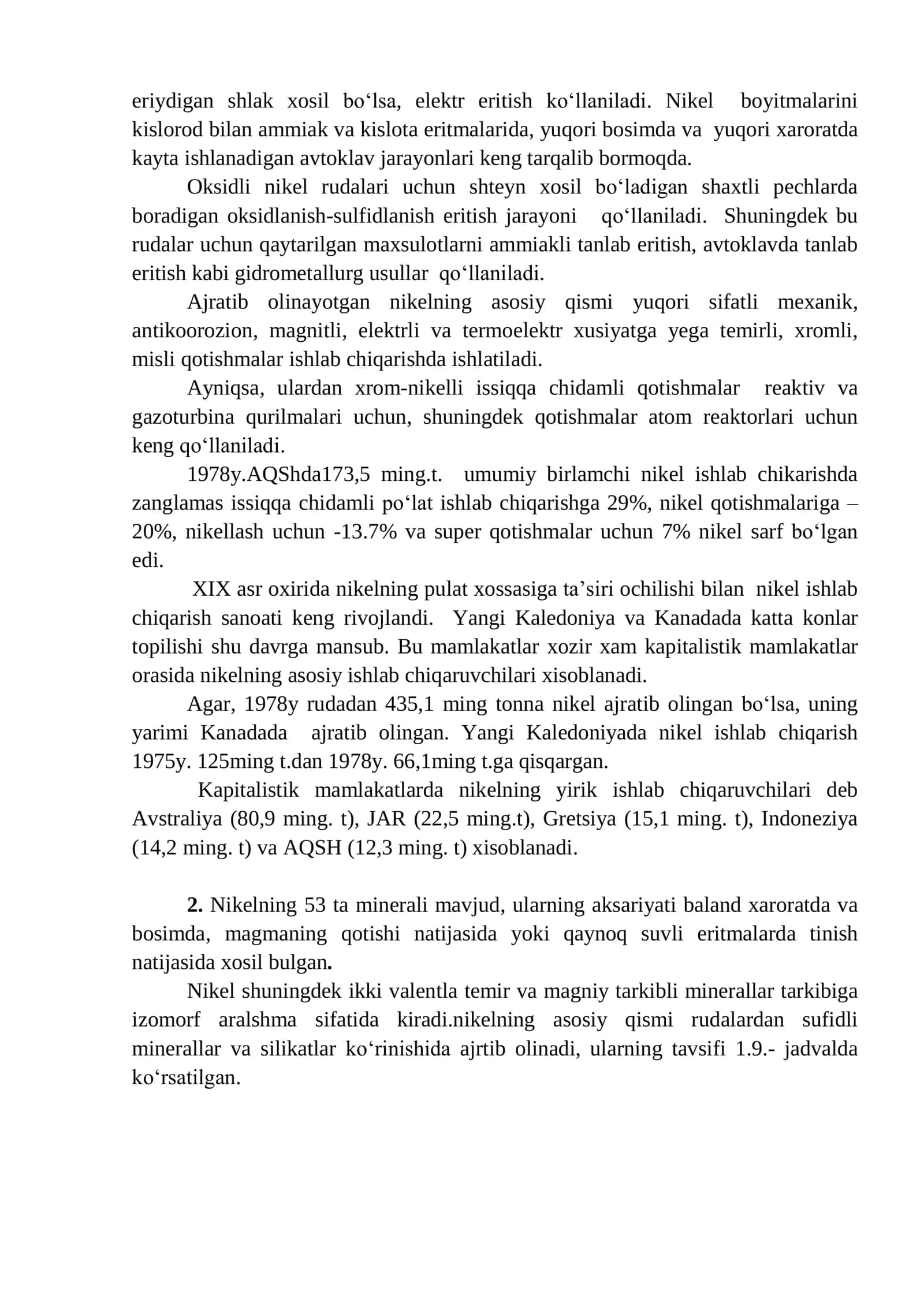 Nikel rudalaridan qimmatbaho komponentlarni ajratib olish texnologiyasi 2