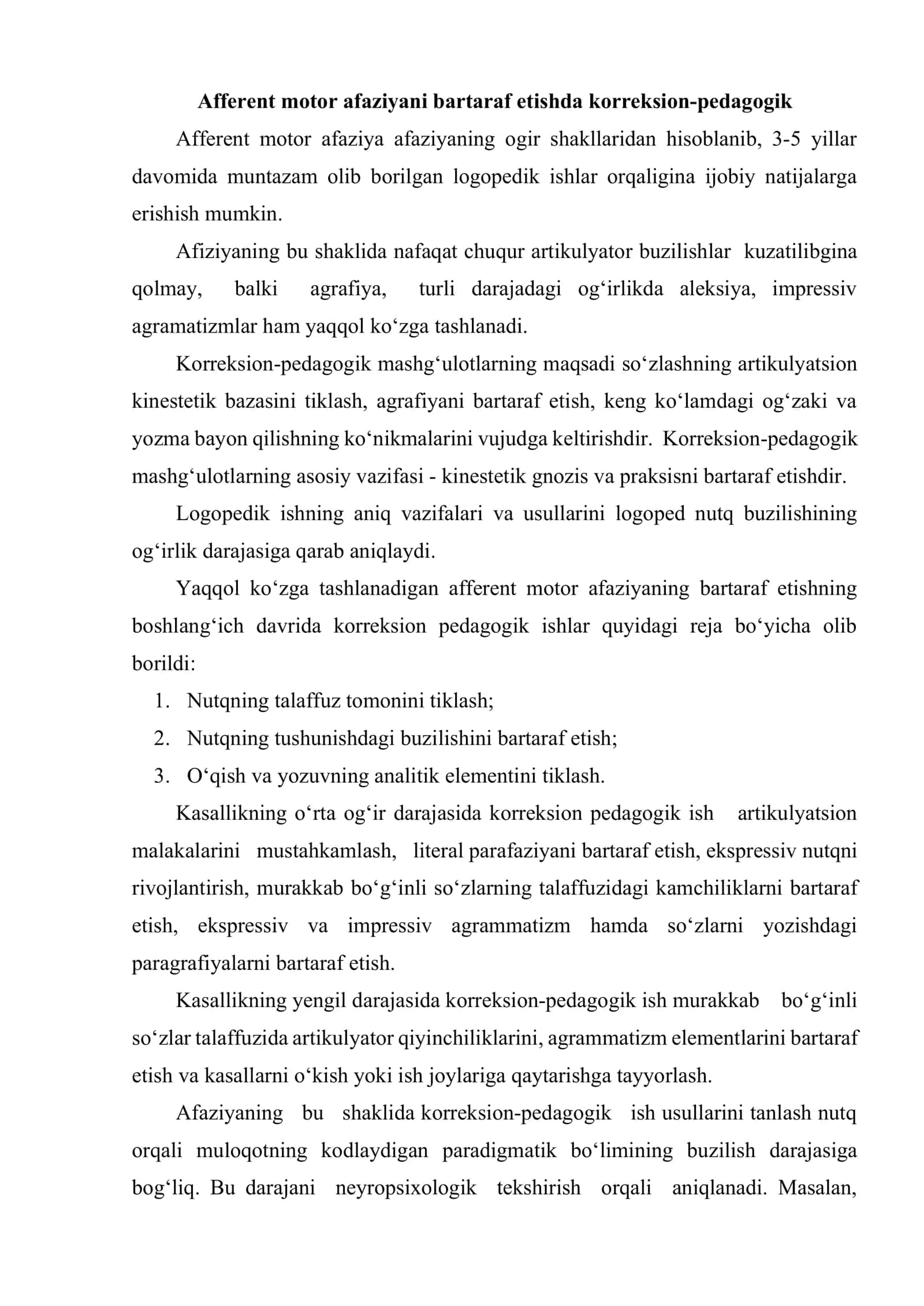 Afaziyada nutqni tiklash metodikasi 2