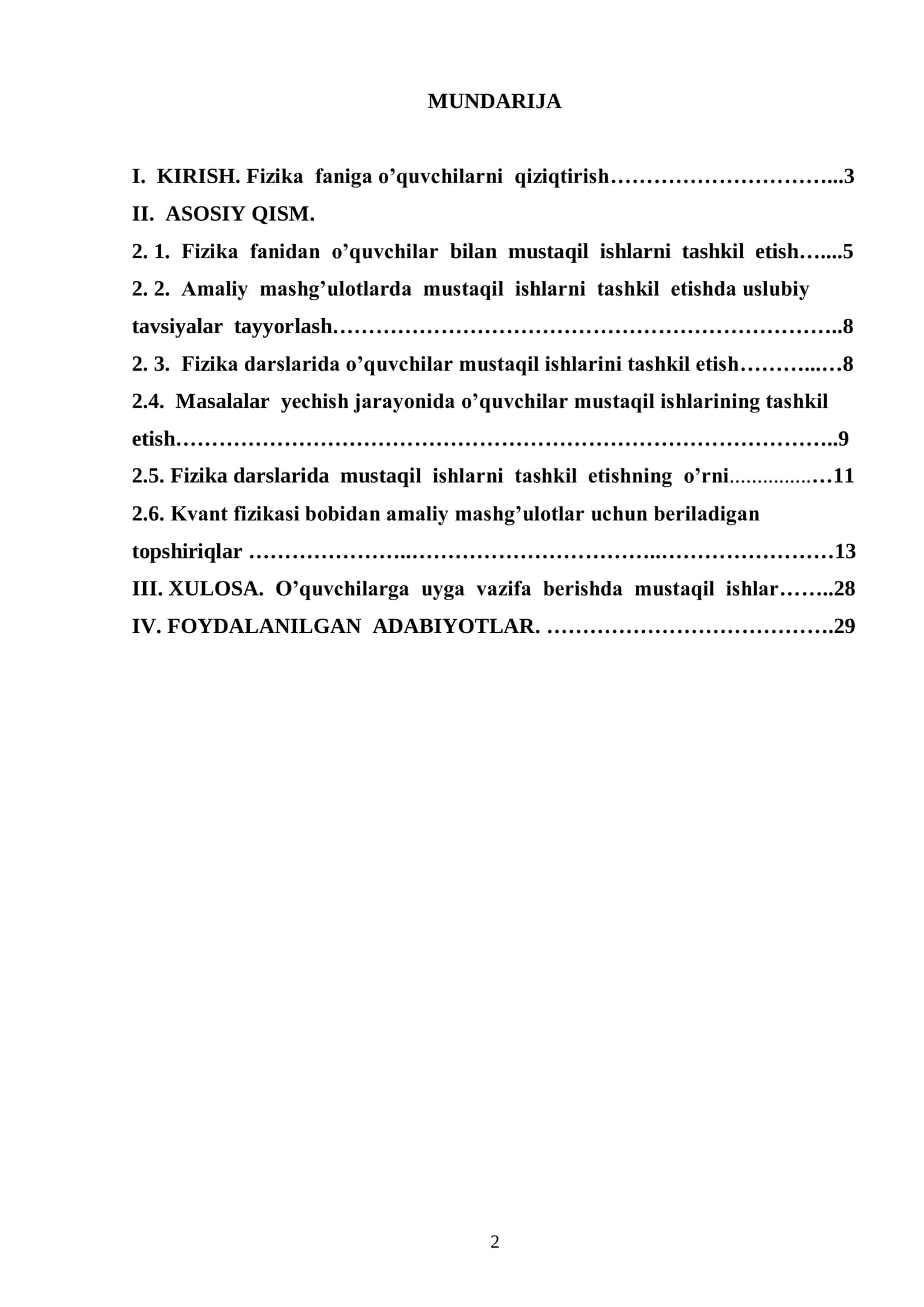 FIZIKA O’QITISH METODIKASI FANIDAN FIZIKA O’QITISHDA O’QUVCHILARNI MUSTAQIL ISHLASHGA O’RGATISH MAVZUSIDA YOZGAN KURS ISHI 2