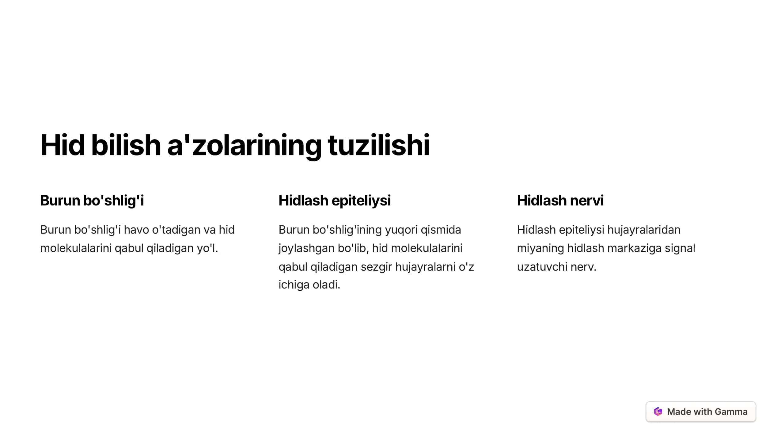Hid bilish a'zolari haqida 2