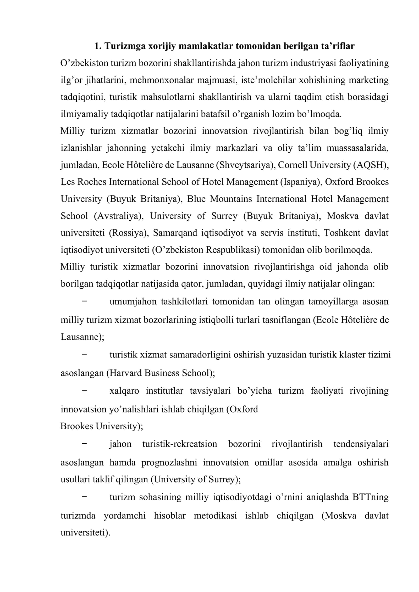 Xorijiy turizm bozorini rivojlantirish tendensiyalari 2