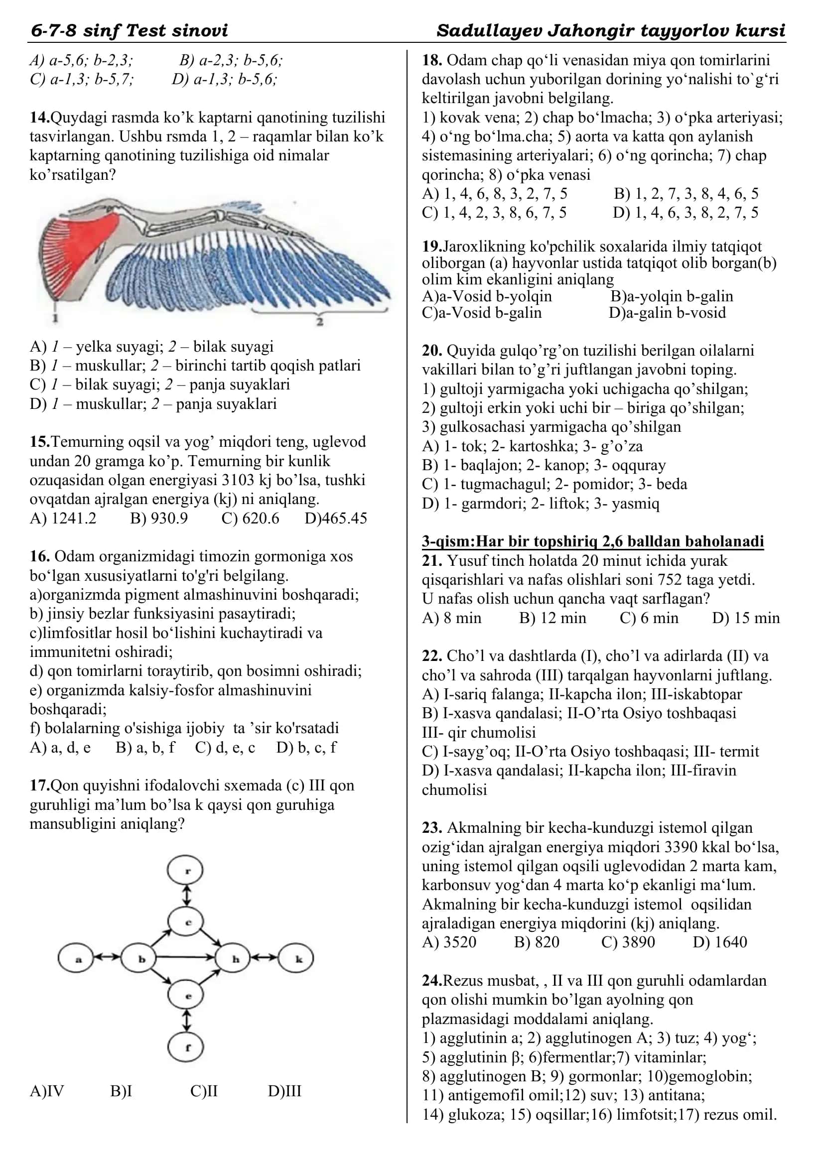 6-7-8 sinf Test sinovi 2