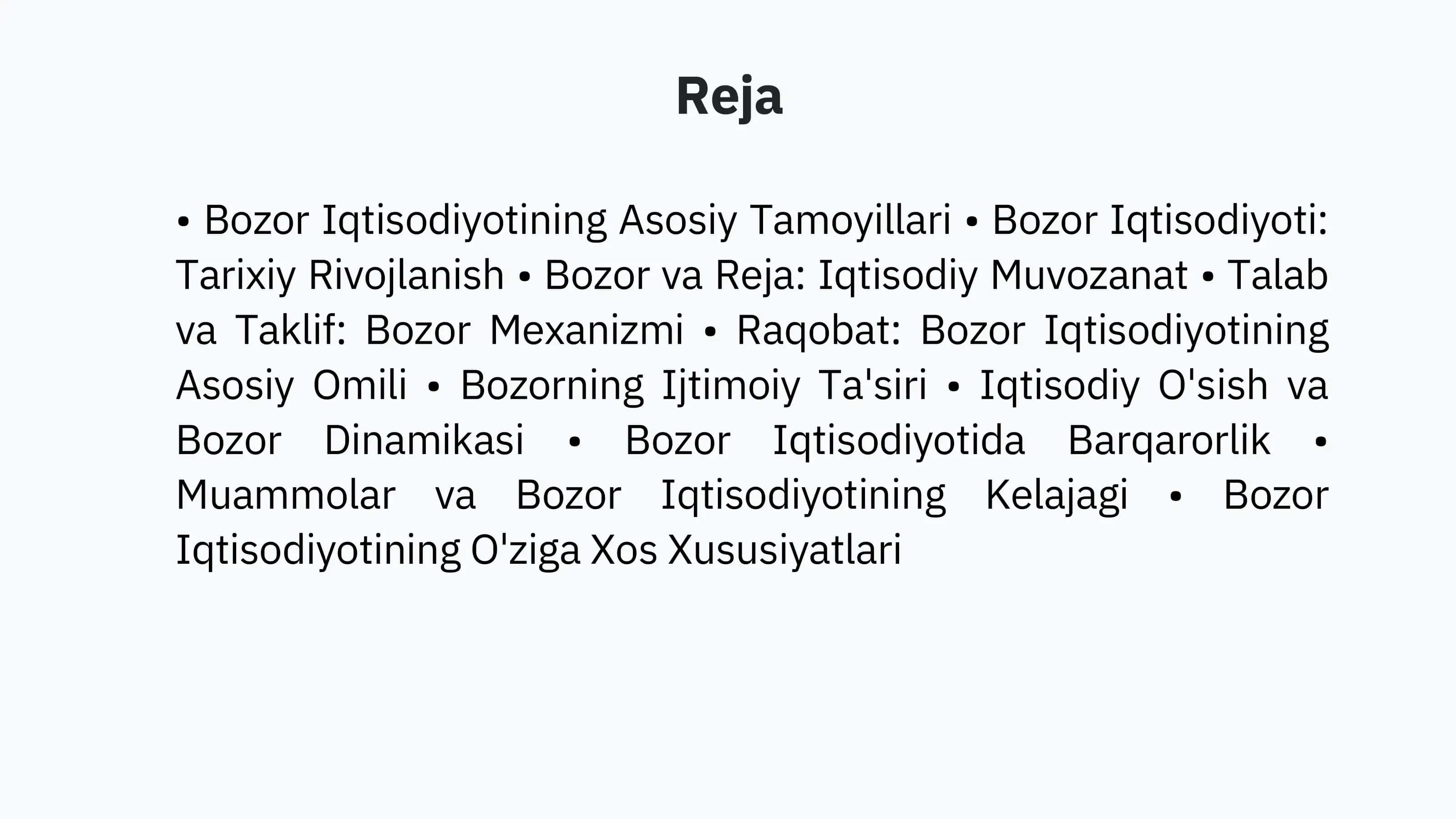 Bozor Iqtisodiyotining Mazmuni va Amal qilishi 2