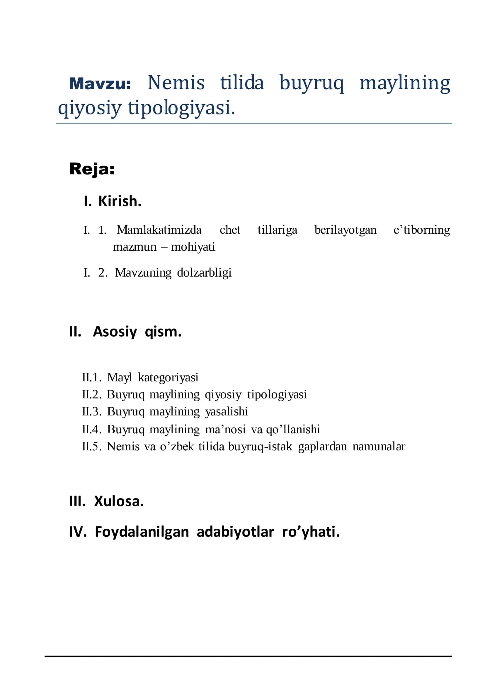 Kamoldinning “Nemis tilida buyruq maylining qiyosiy tipologiyasi” 2