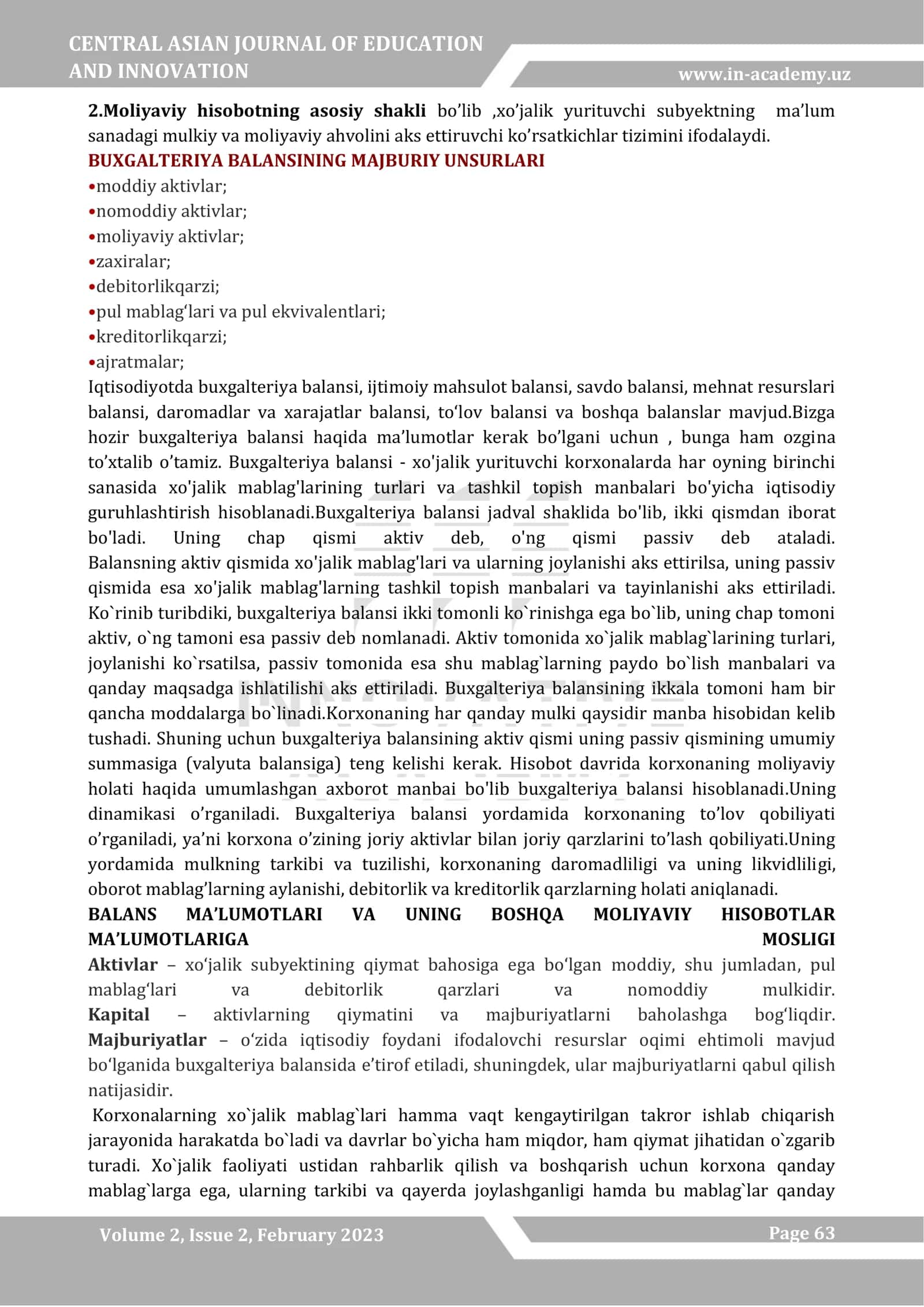 BUXGALTERIYA BALANSI HAQIDA UMUMIY TUSHUNCHALAR 2