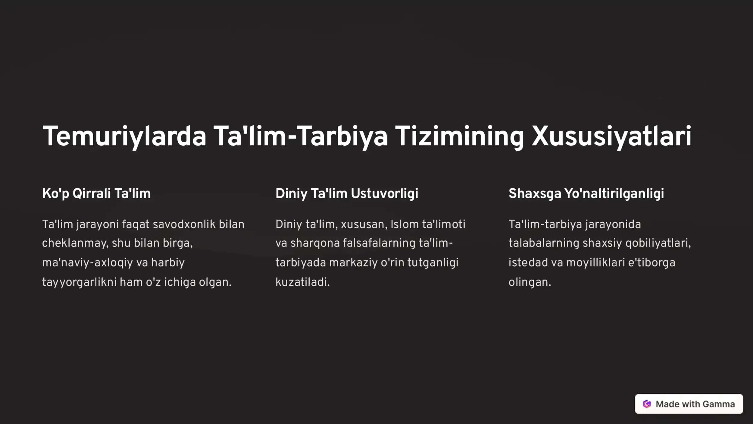 Temuriylar Davri: Ta'lim-Tarbiya va Pedagogik G'oyalar 2