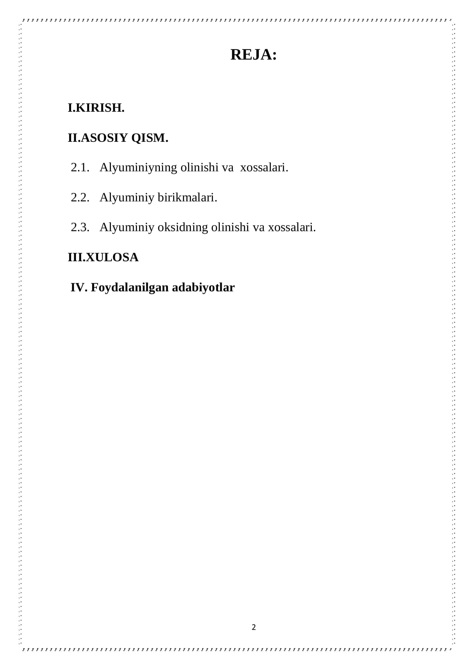 Alyuminiy oksidning olinishi va xossalari 2