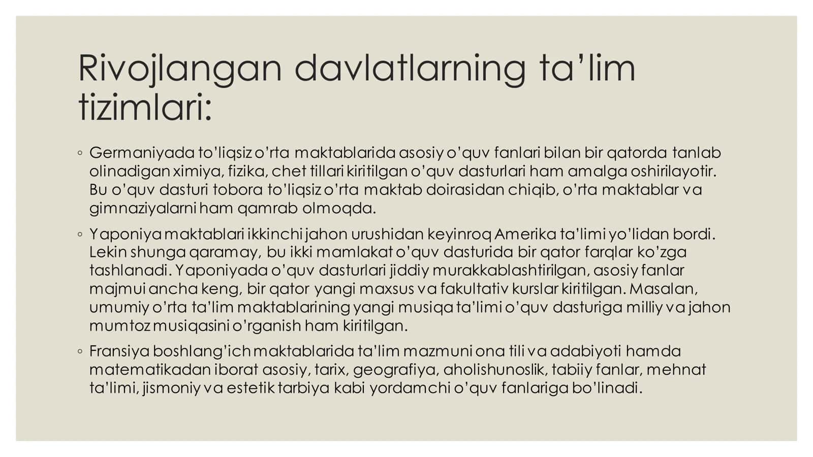 Iqtisodiy rivojlangan davlatlarda ta’lim tizimi 2
