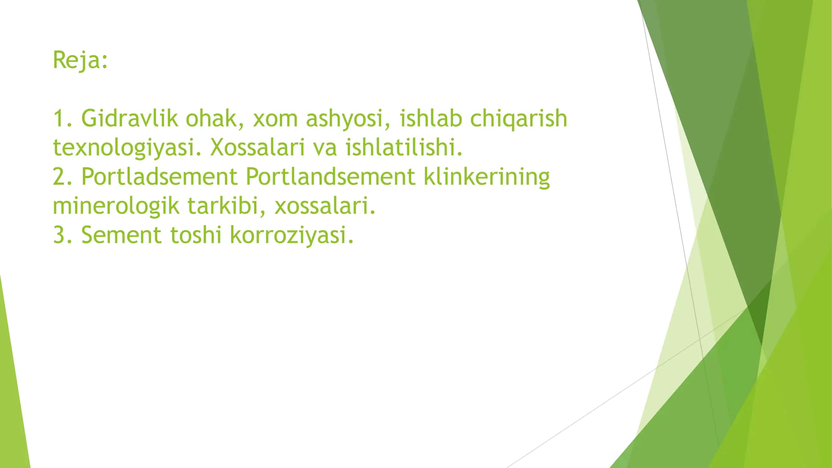Gidravlik bog'lovchi moddalar 2