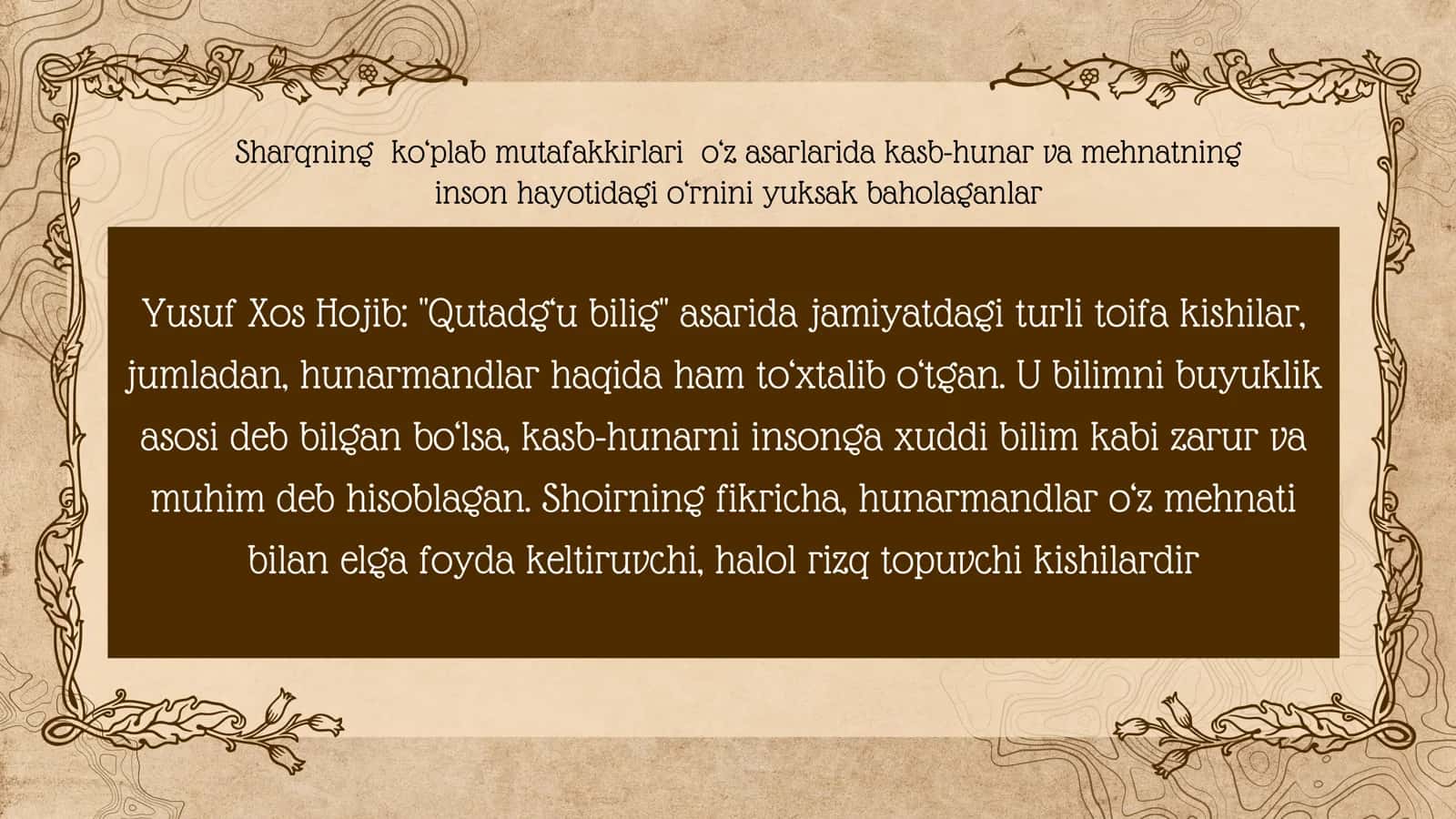 Sharq allomalarining kasb hunar haqidagi fikrlari 2