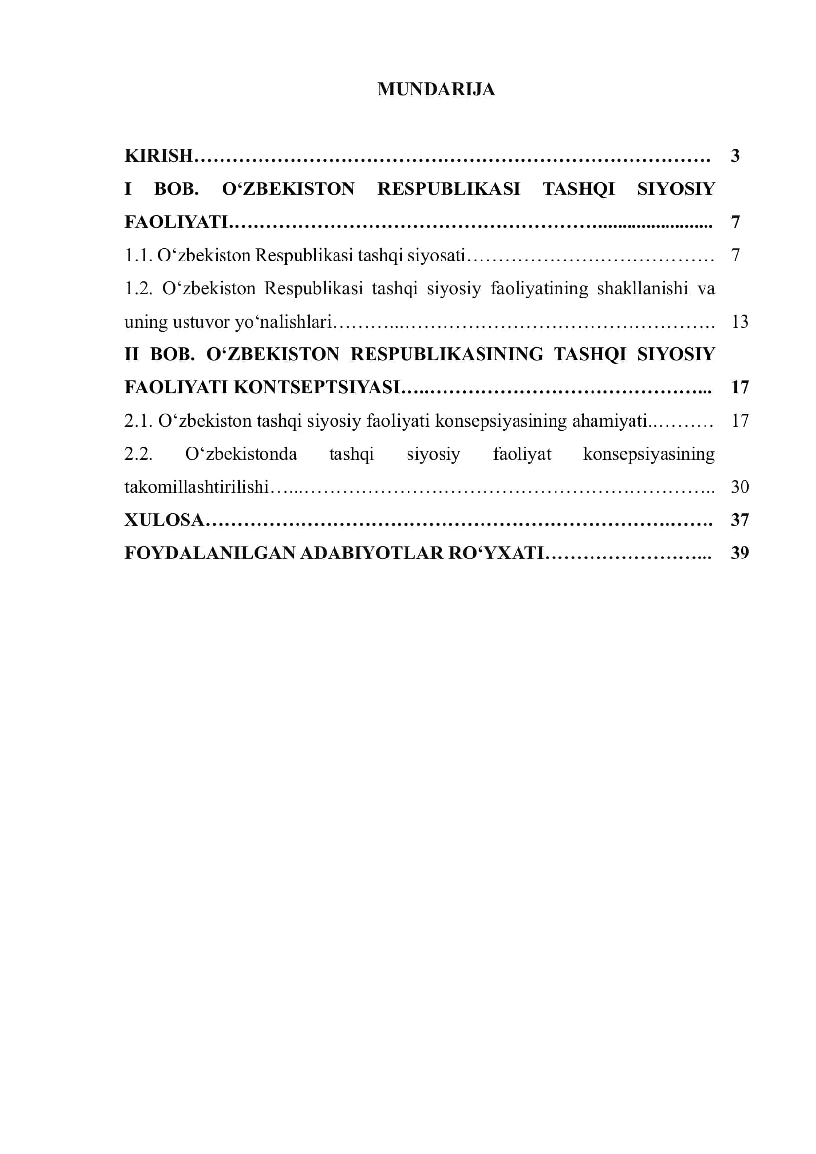 O‘ZBEKISTON RESPUBLIKASINING TASHQI SIYOSIY FAOLIYATI KONTSEPTSIYASI 2