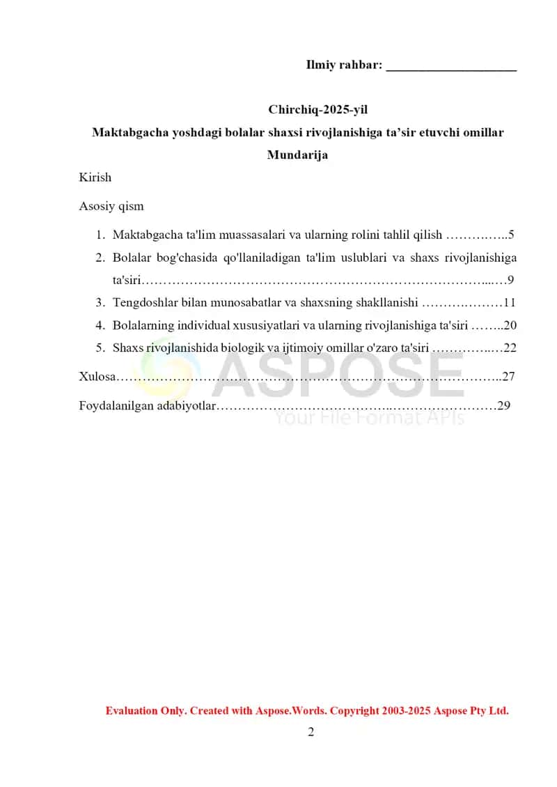 Maktabgacha ta'limda bolalar rivojlanishi 2
